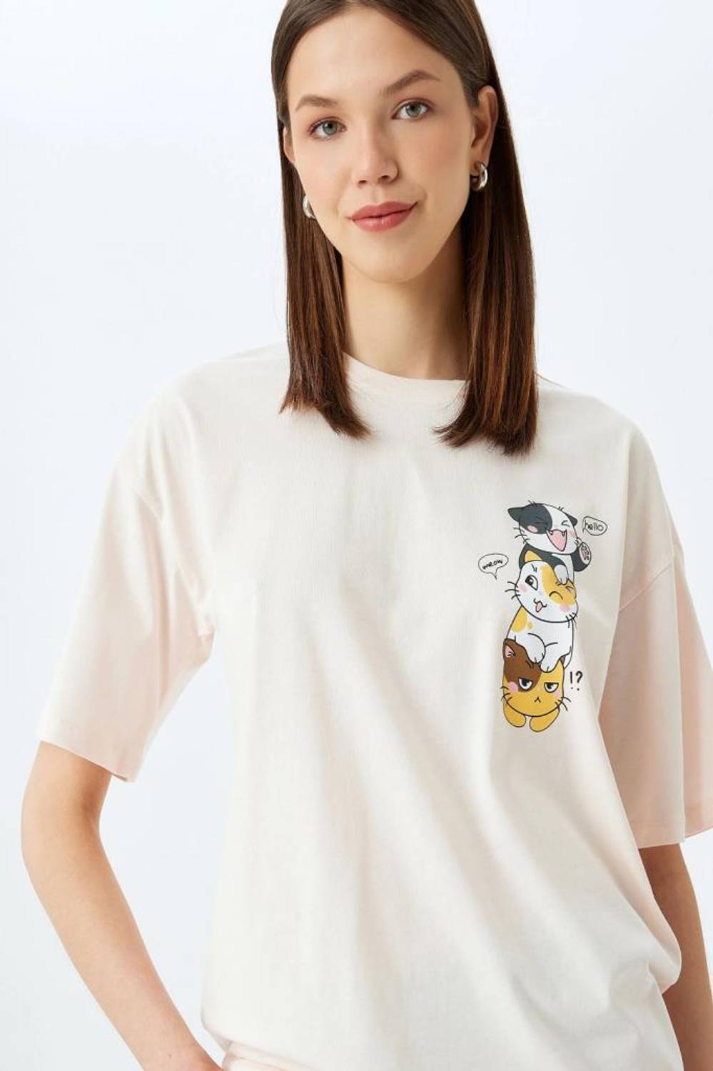 Футболка з котячим принтом, круглим вирізом, коротким рукавом, комфортного крою, 100% бавовна, підтримка притулків для тварин