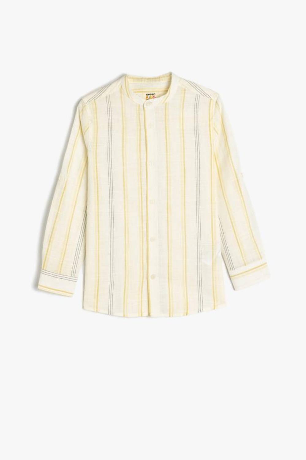 Koton Erkek Çocuk Hakim Yaka Uzun Kollu Pamuklu Çizgili Gömlek