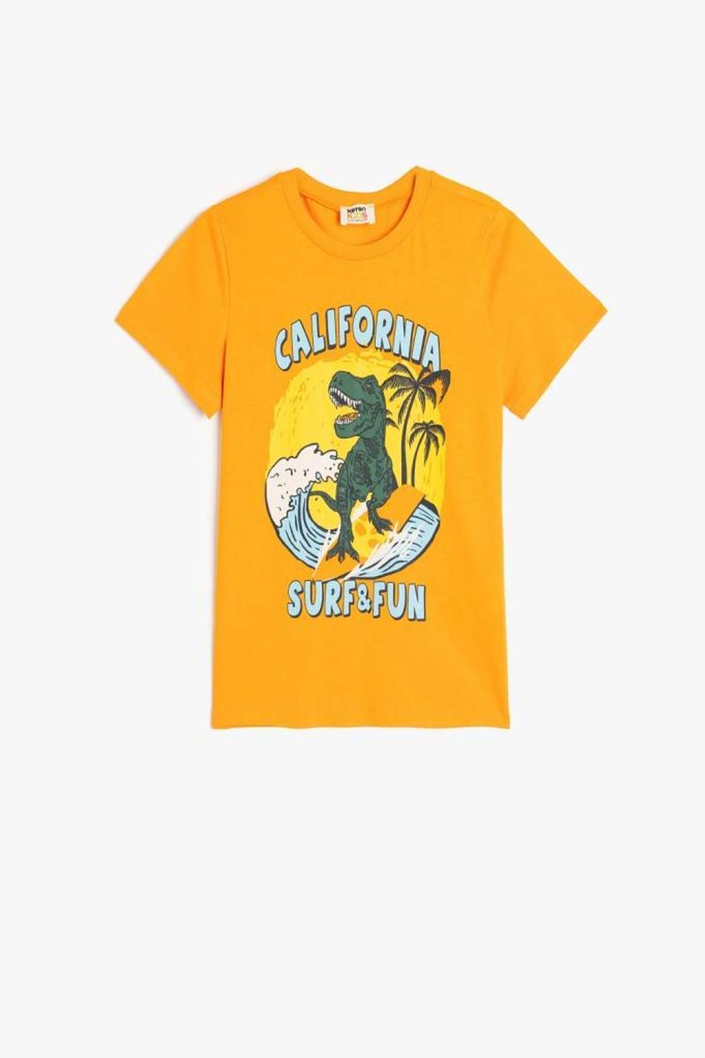 Koton Erkek Çocuk Tişört Dinozor Baskılı Kısa Kollu Bisiklet Yaka Pamuklu