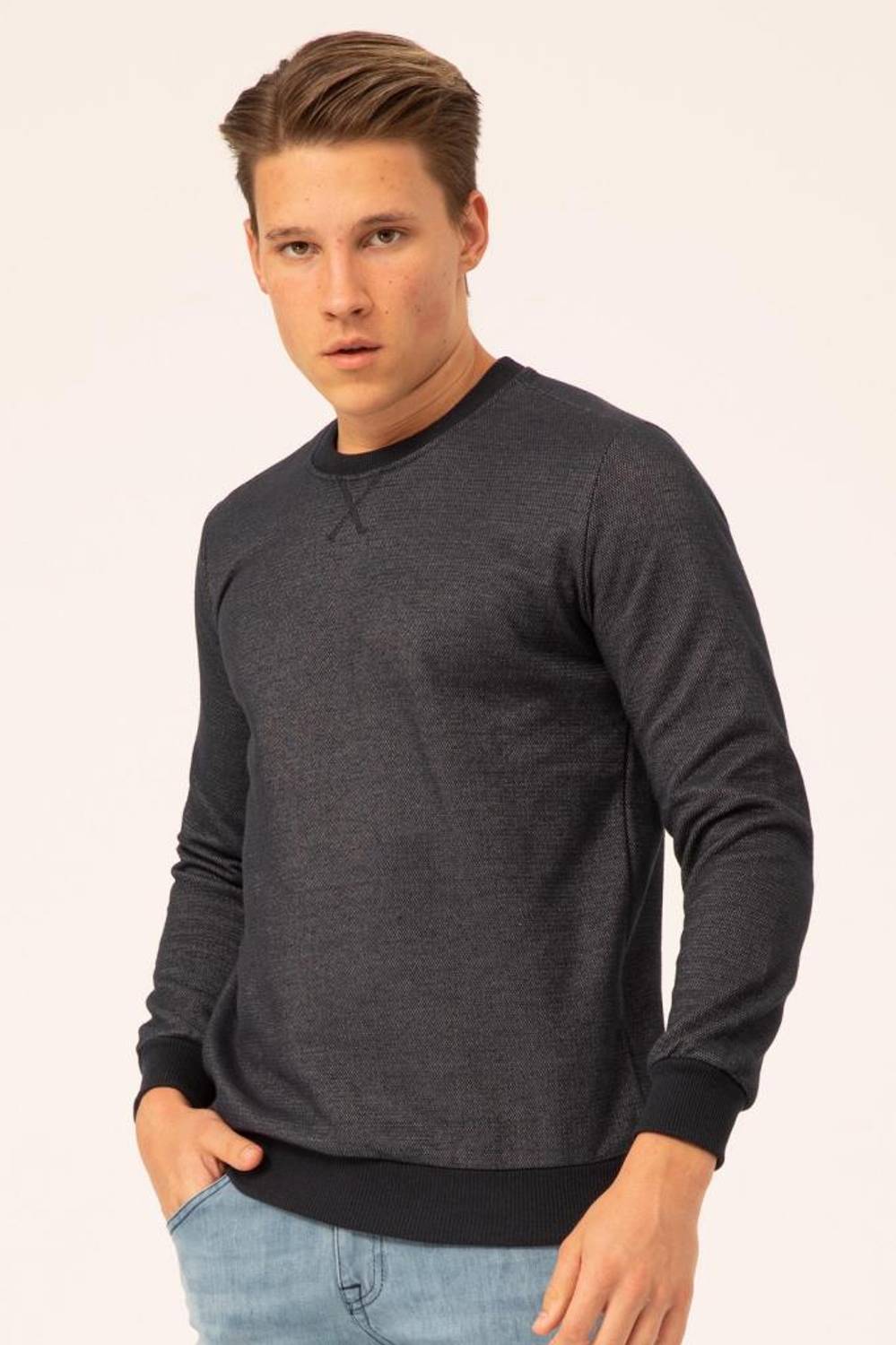 Hipatu Sıfır Yaka Karyokalı Pike Sweat Lacivert