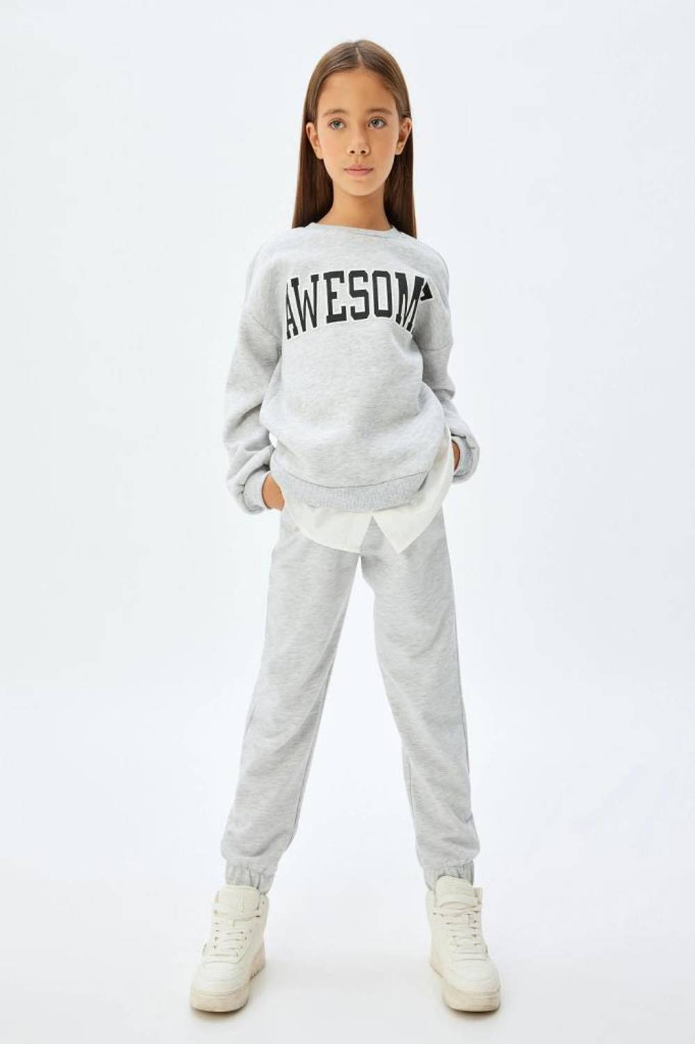 Koton Kız Çocuk Basic Jogger Eşofman Altı Beli Lastikli Çift Bel Detaylı