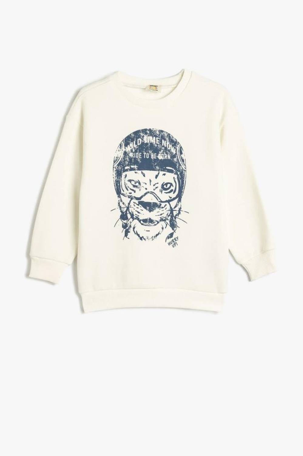 Koton Erkek Çocuk Hayvan Baskılı Sweatshirt Bisiklet Yaka Boxy Pamuk Karışımlı