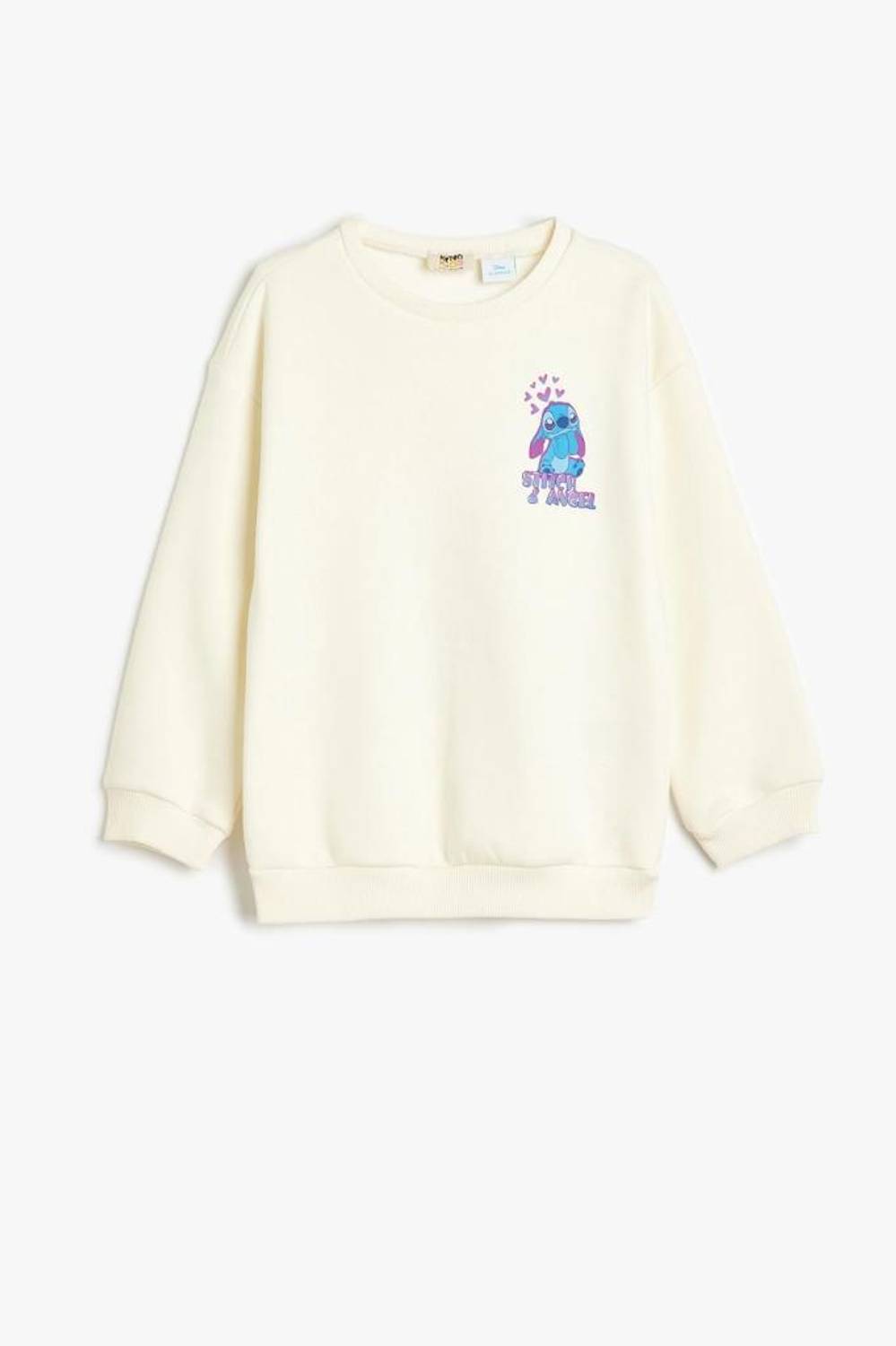 Koton Kız Çocuk Stitch Sweatshirt Lisanslı Uzun Kollu Bisiklet Yaka