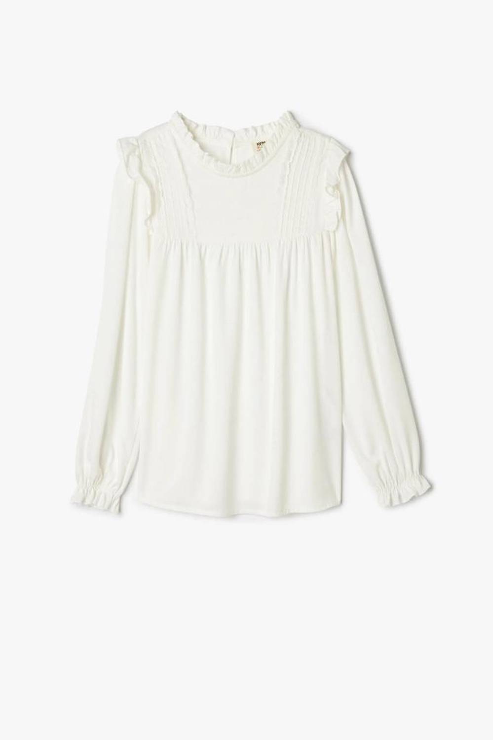 Koton Kız Çocuk Bluz Fırfır Detaylı Uzun Kollu Dik Yaka Viskon Kumaş