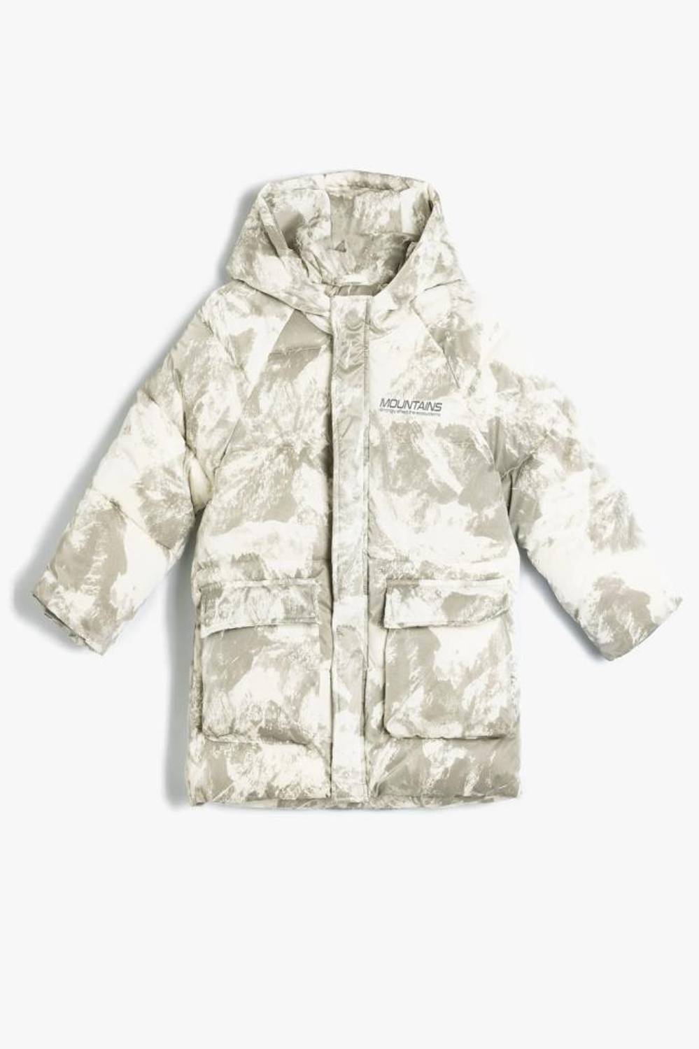 Koton Erkek Çocuk Oversize Uzun Şişme Mont Kapşonlu Fermuarlı Cepli