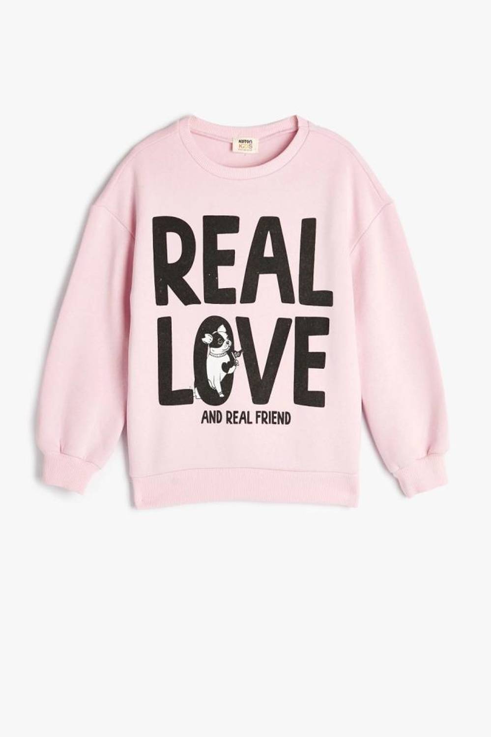 Koton Kız Çocuk Sweatshirt Slogan Baskılı Uzun Kollu Şardonlu