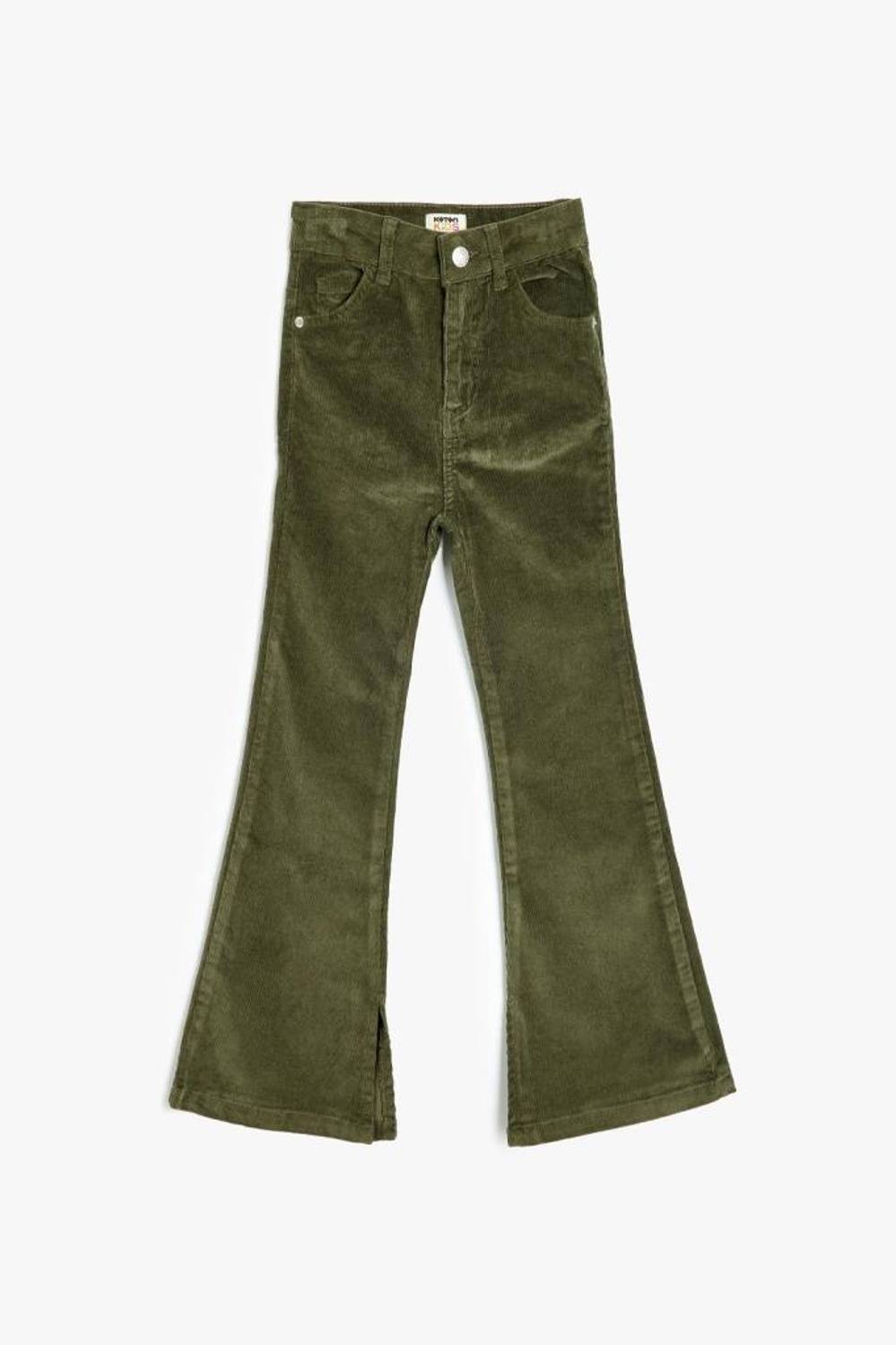 Koton Kız Çocuk Kadife Pantolon İspanyol Paça Yırtmaç Detaylı