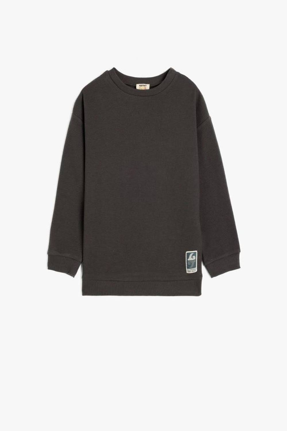 Koton Erkek Çocuk Uzun Kollu Etiket Detaylı Oversize Basic Sweatshirt