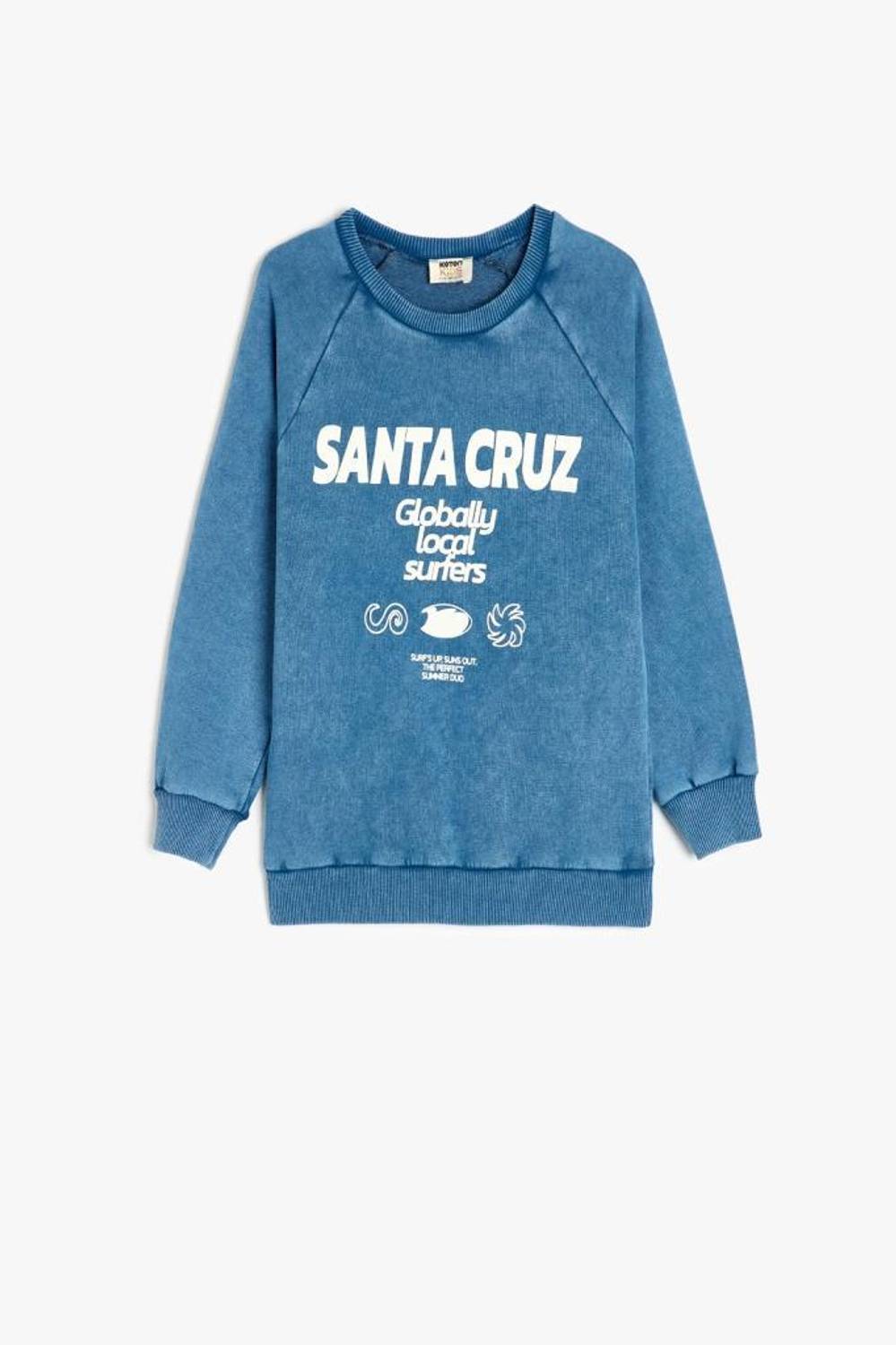 Свитшот для мальчиков Koton оверсайз с принтом, хлопковый, длинный рукав, круглый вырез, идеален для спорта и повседневной носки