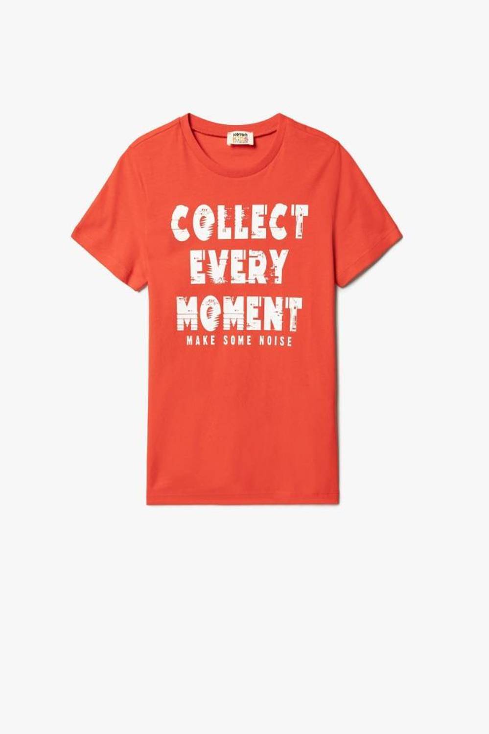 Boys' Cotton T-Shirt with Leaf Print, Short Sleeve, Crew Neck, Red, Sizes 7-8 and 9-10 Years