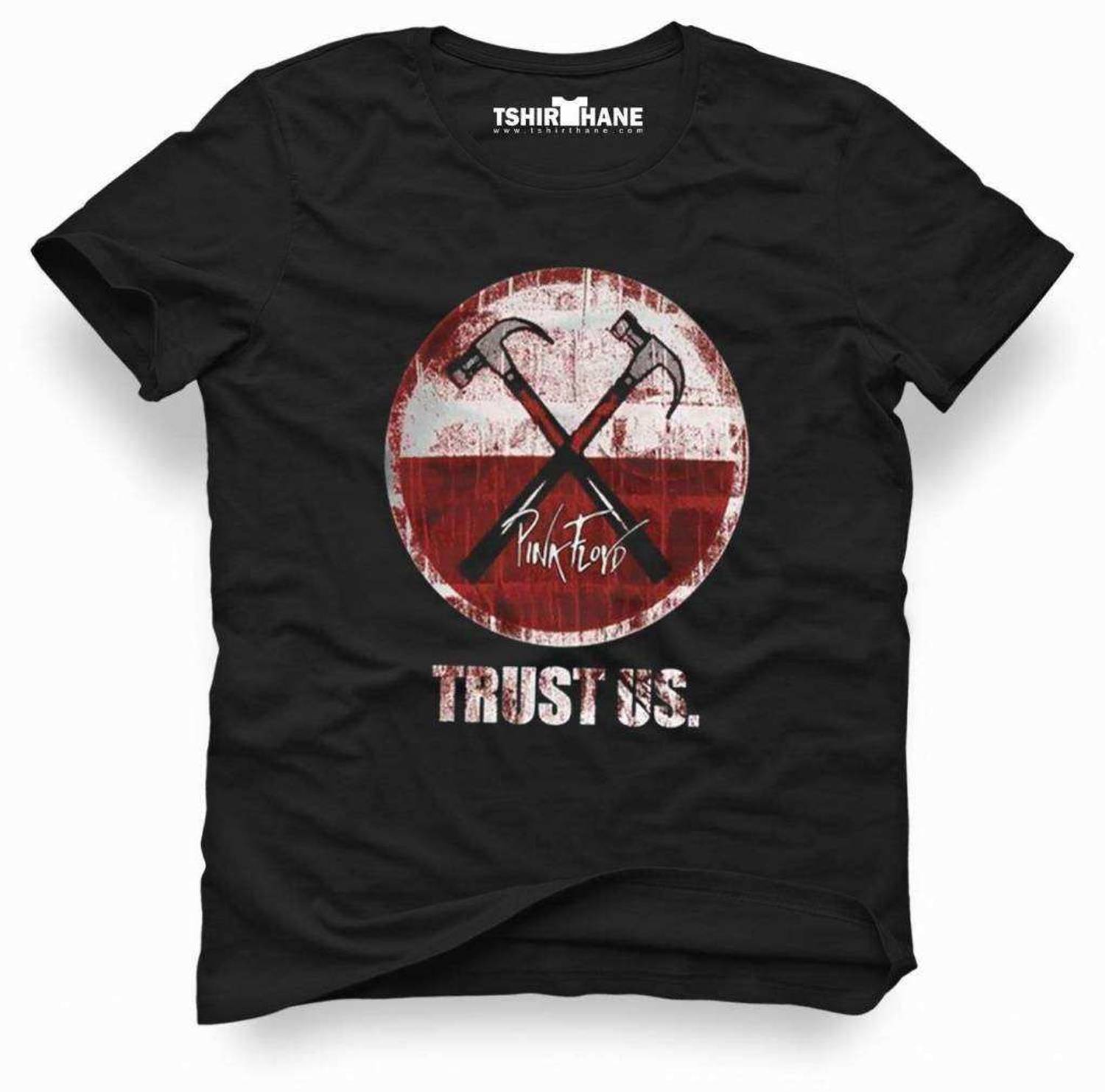 Tshirthane Pink Floyd Trust Us Rock Metal Müzik Baskılı Erkek Dar Kesim Slim Fit t-shirt