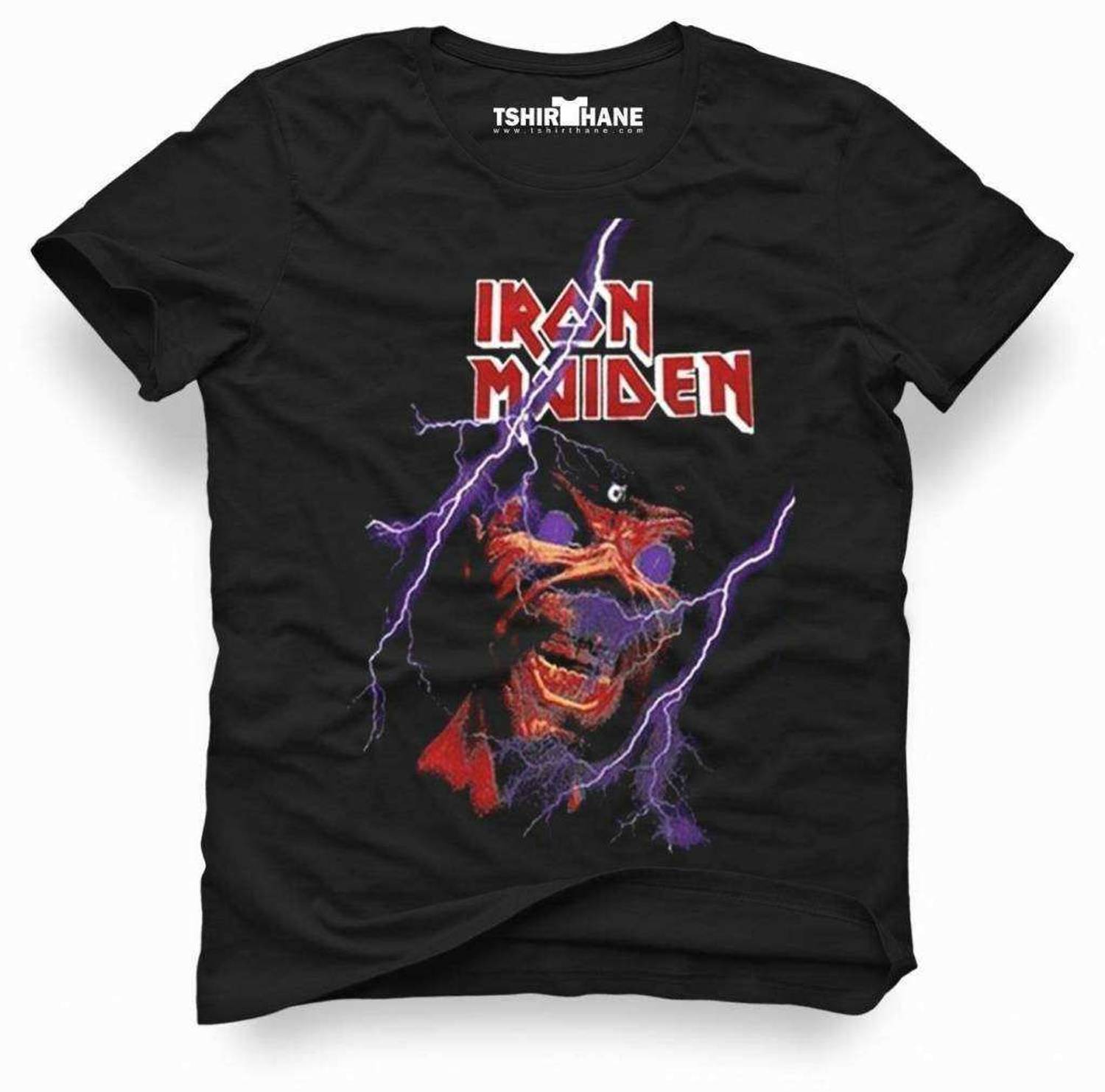 Футболка Iron Maiden Eddie Lightning, рок-метал, мужская, узкий крой, черная, доступна в размерах S, M, L, XL, XS