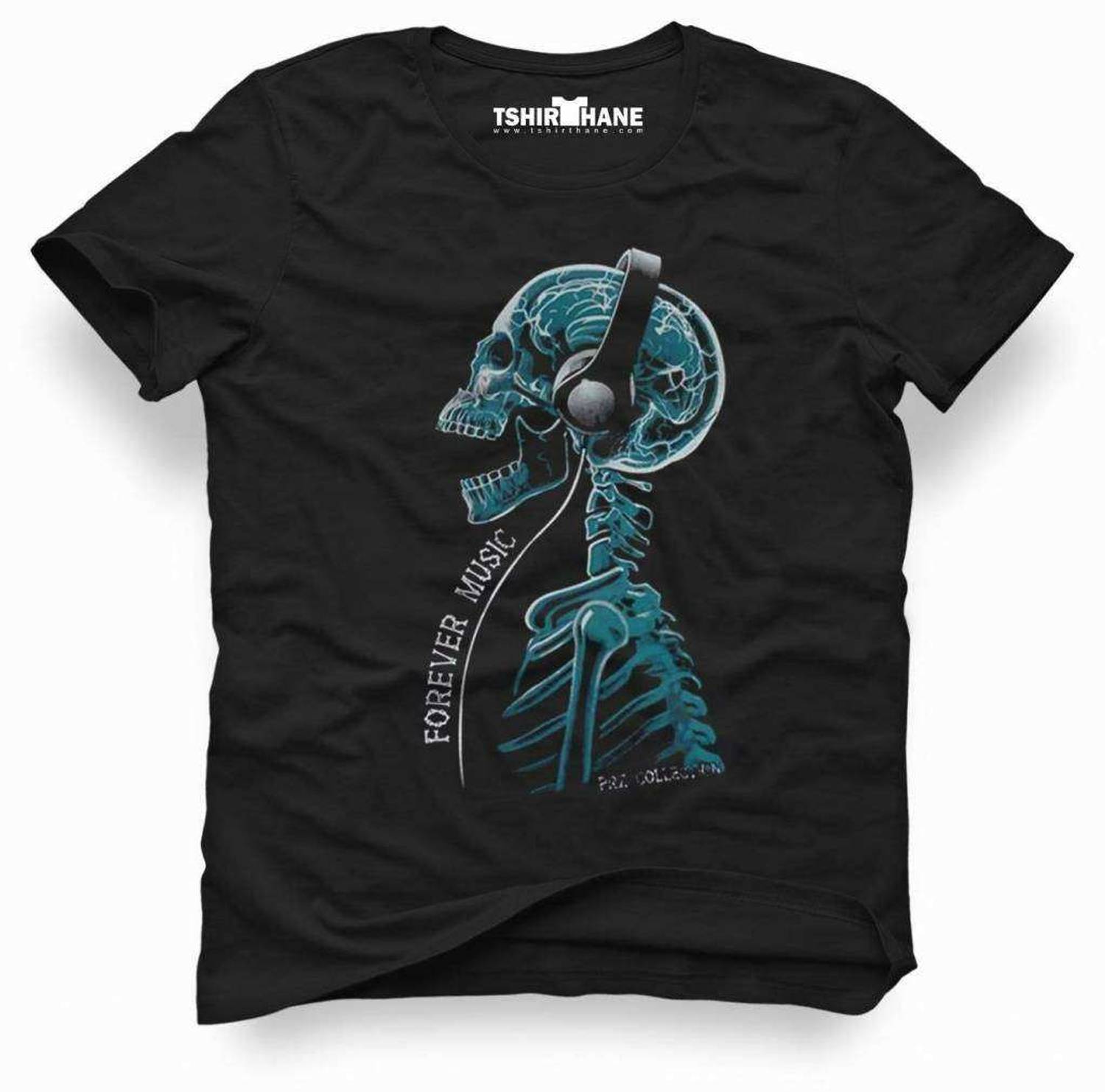تي شيرت رجالي من Tshirthane Forever Music Rock Metal Music مطبوع بقصة ضيقة