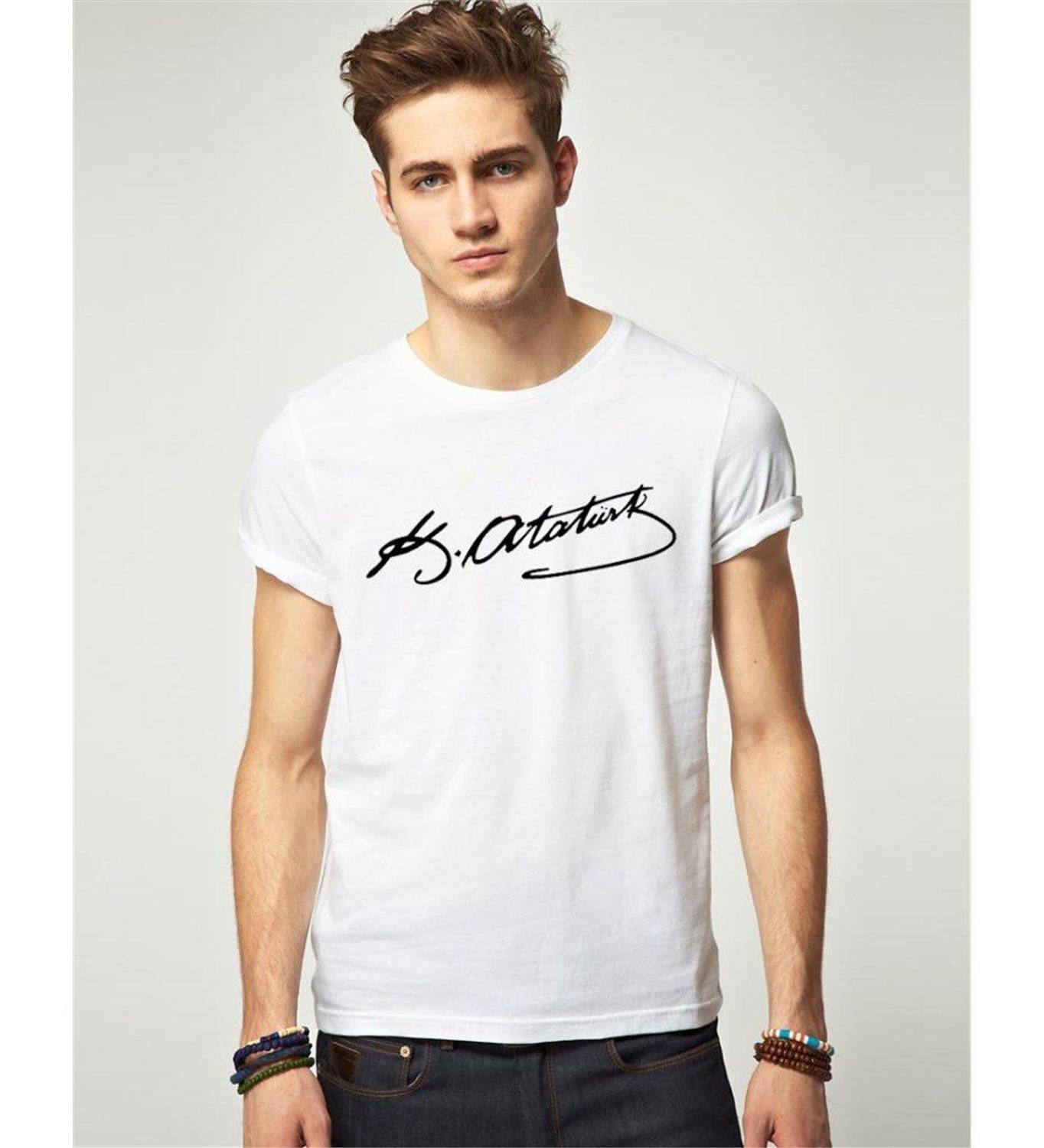 Black and White K.Atatürk Signature WhiteTshirt