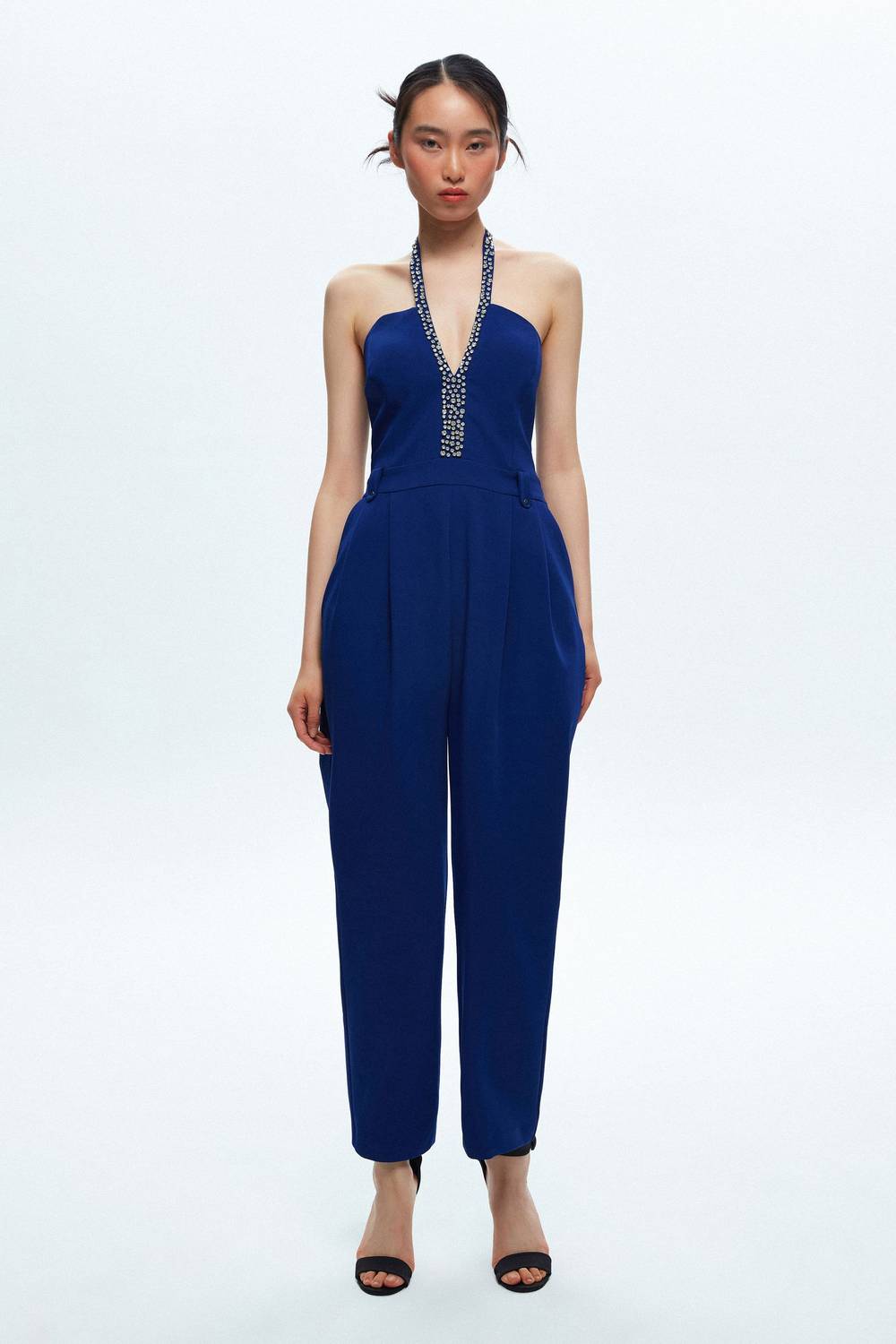 Комбінезон Saks Mert Aslan з кам'яною обробкою, 87% поліестер, 13% еластан, розміри S-XXL, делікатний догляд без сушіння та відбілювачів