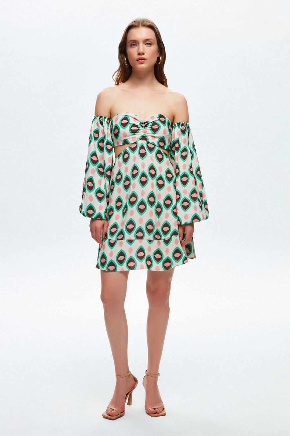 Женское мини- платье с узорами и detachable рукавами MAVI, 100% вискоза, машинная стирка, размеры S, XS, M, L