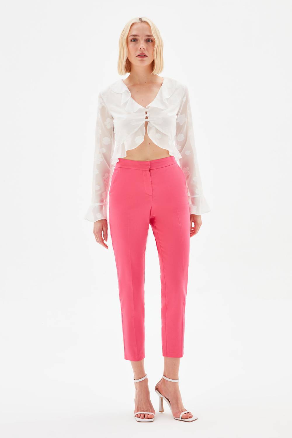 Белая блузка с рюшами MAVI, 100% полиэстер, размеры S, M, L, XL, XXL, XS, подходит для машинной стирки при низкой температуре