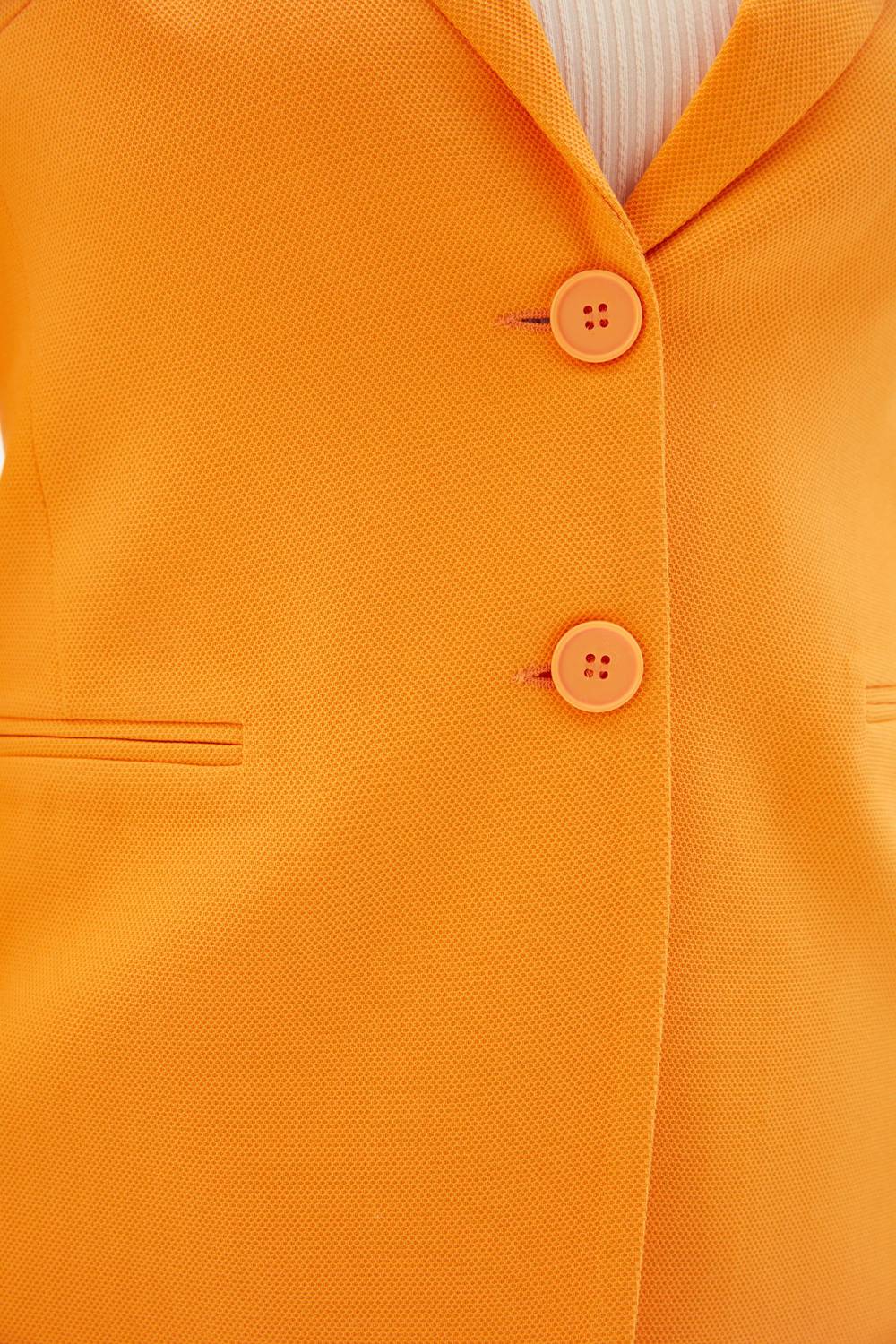 Куртка Mary оранжева з кишенями, кнопкові застібки, високий крій, повсякденний стиль, тканина: 63% поліестер, 31% віскоза, 6% еластан