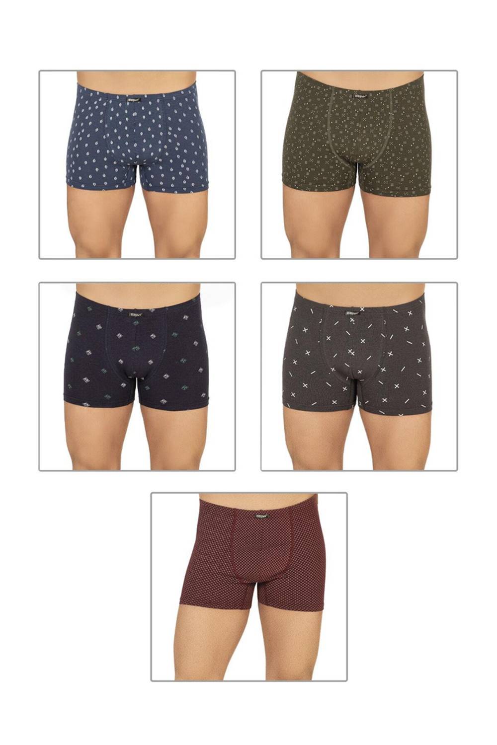 Чоловічі боксерські труси в упаковці з 5 штук з бавовни, лайкри та модалу, стильний дизайн, XL-3XL