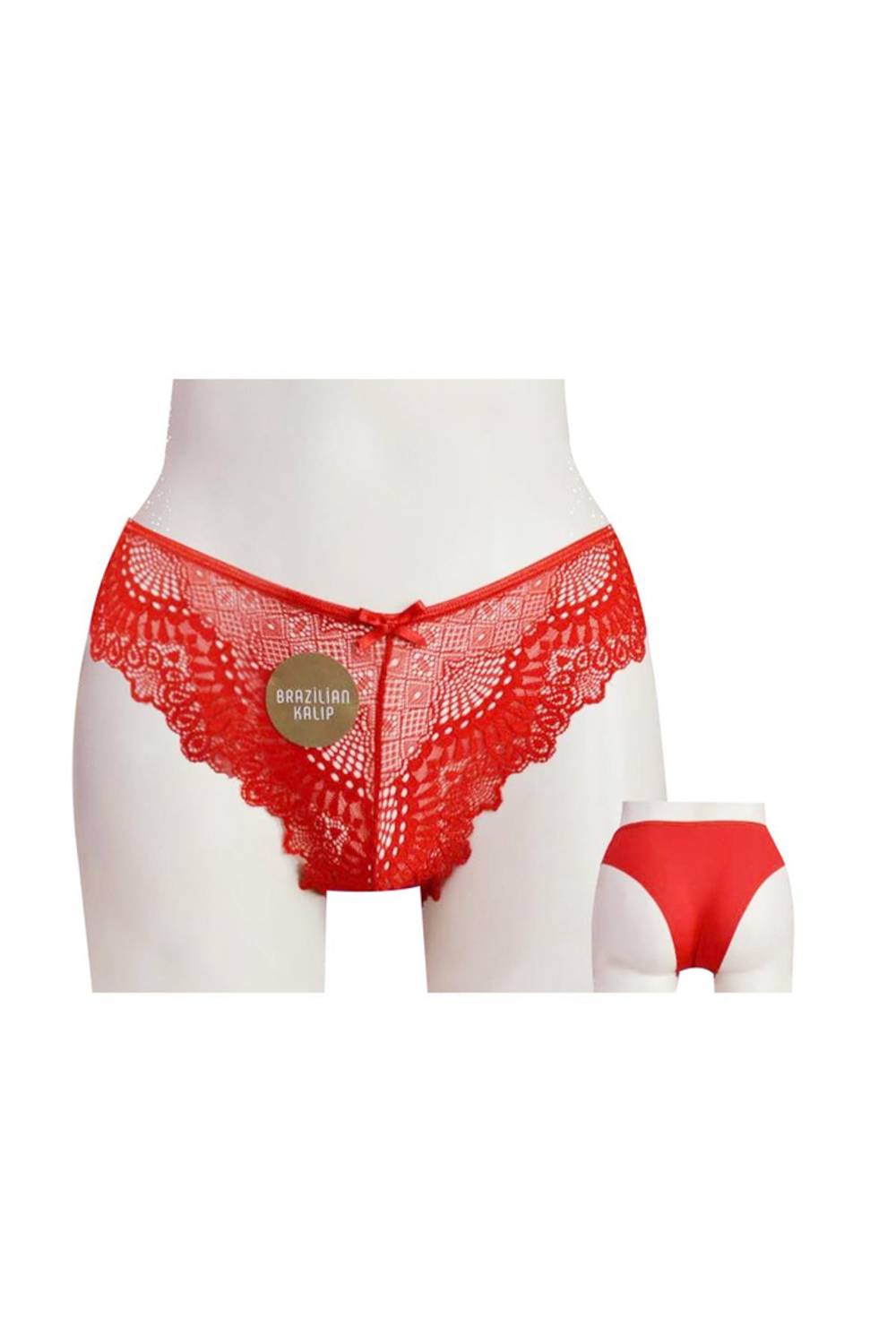 Женские бразильские трусики с передним бантом и лазерной резкой | 5232, 95% полиэстер, 5% эластан, отечественное производство, размер 38-40