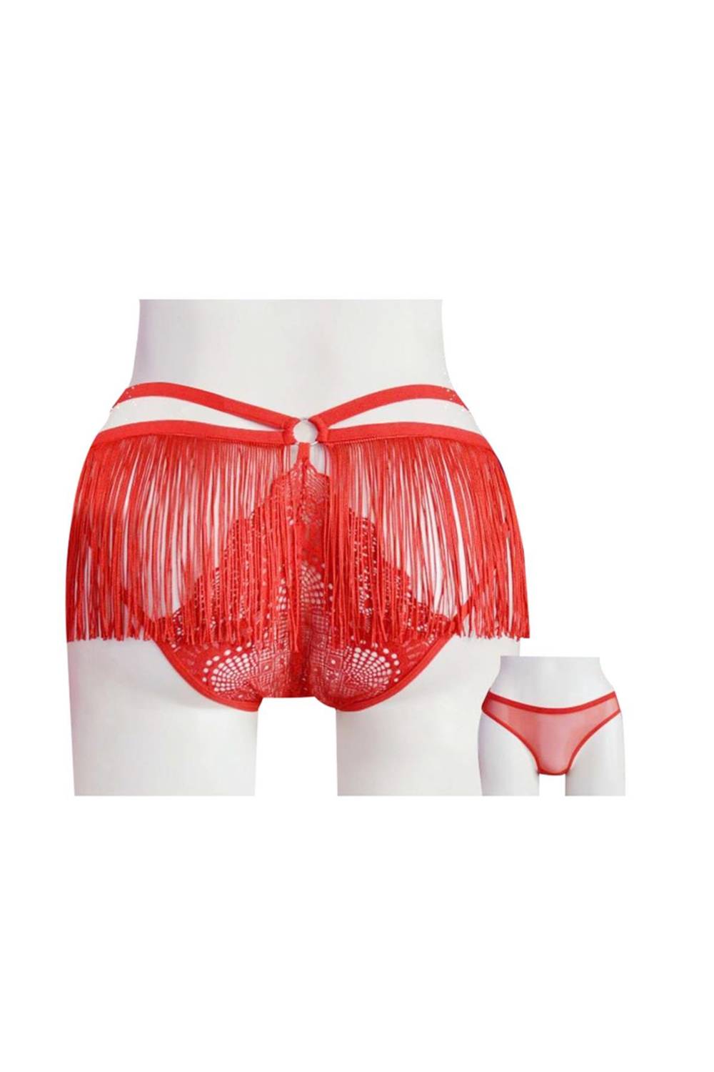 Женский бю bathing suit с тюлем спереди, открытой лямкой сзади и бахромой | Papatya 5208, размер 38-40, 95% полиэстер, 5% эластан