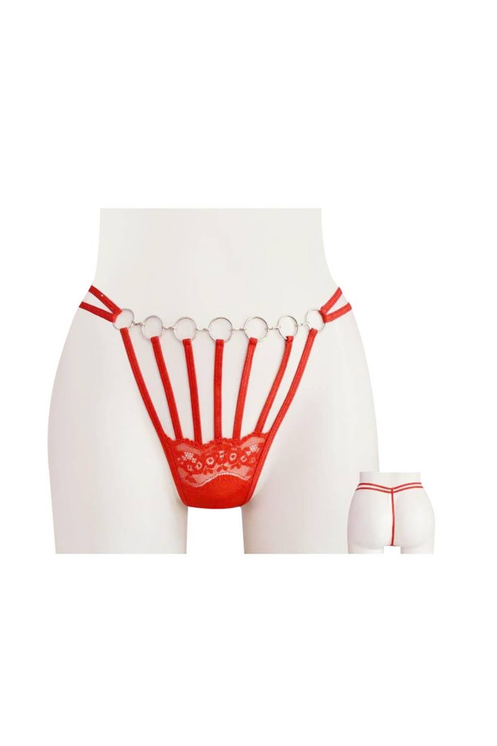 ثونغ نسائي بحزام أمامي وسلسلة حلقة علوية | 5185  قطن 95% وبوليستر 5% طراز محلي خالٍ من المواد الضارة بحجم 38-40