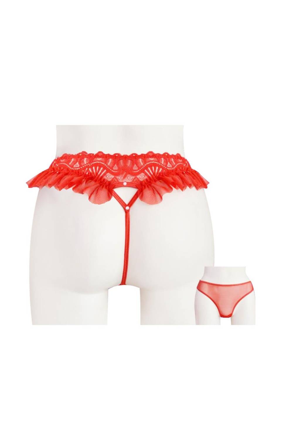 Женский танга с передней сеткой и оборками на спинке | Papatya 5165, 38-40 размер, безопасные материалы, оригинальная упаковка