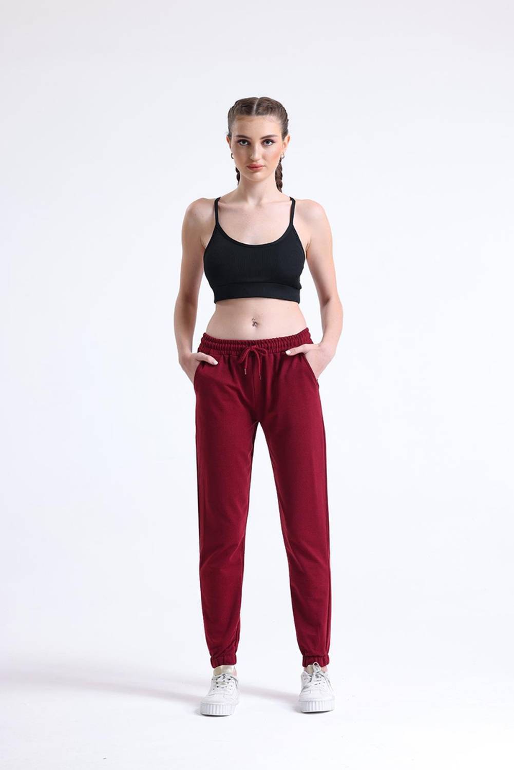 Жіночі спортивні штани, піжама нижня частина | Бордо, 100% бавовна, різні розміри S, M, L, XL, 2XL, стильний дизайн для спорту та комфортного використання