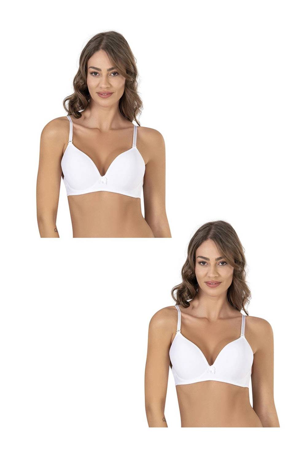 Жіночий комплект з 2-х базових безкаркасних бюстгальтерів | Білий