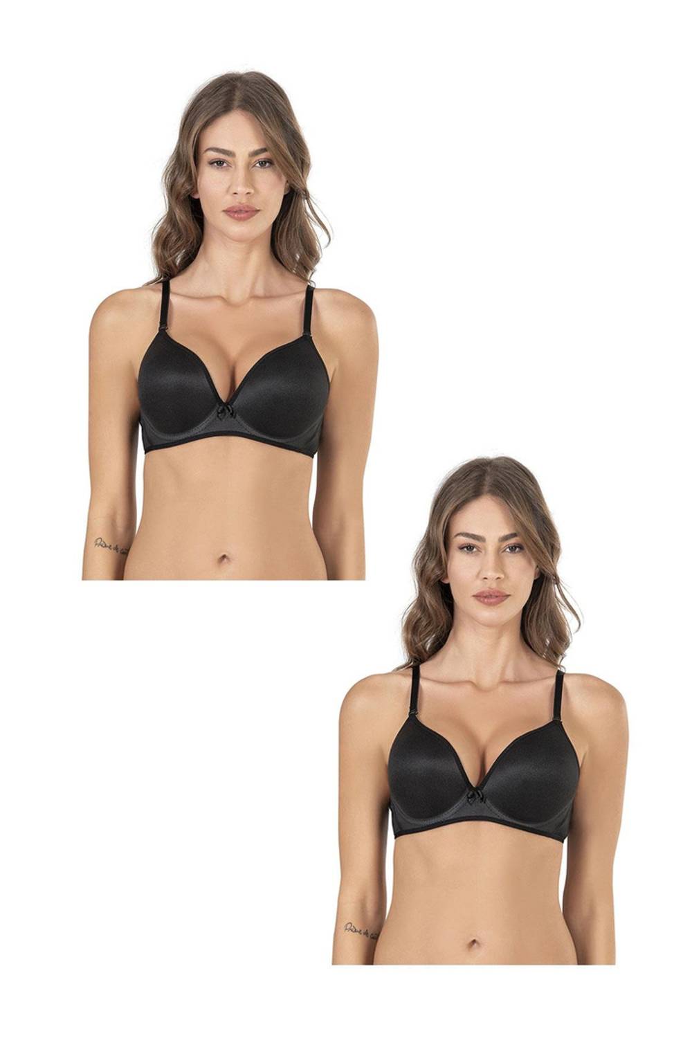 Жіночий комплект з 2-х основних безкаркасних бюстгальтерів | Чорний