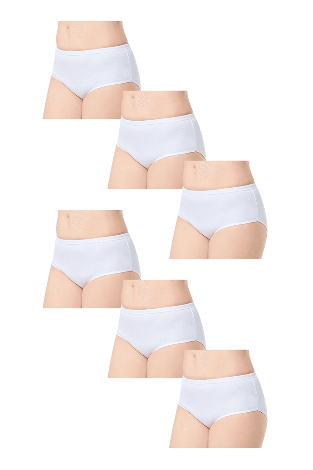 Женские трусики 6 шт из лайкры | Белые 0924, 94% хлопка, безвредные материалы, размер 2-M, 3-L, 4-XL, 5-XXL, оригинальная упаковка
