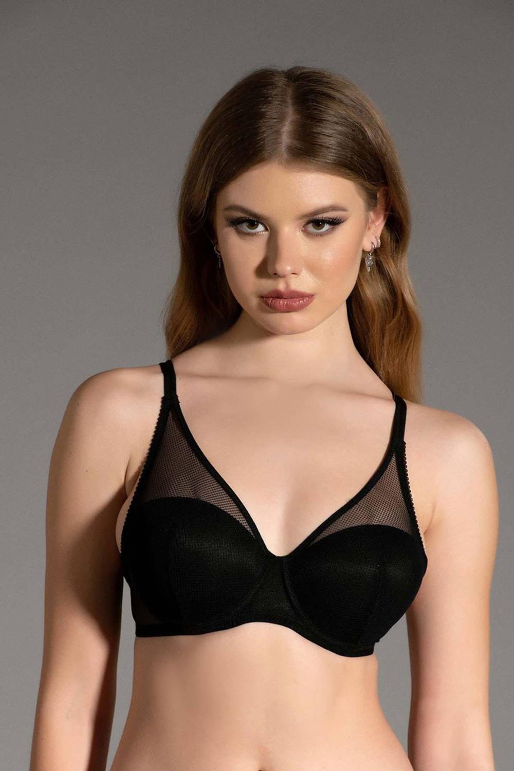 Безкаркасный бюстгальтер с сеткой | Новинка 3024, 90% полиамид, 10% полиэстер, отечественное производство, безопасные материалы, размеры 80-95