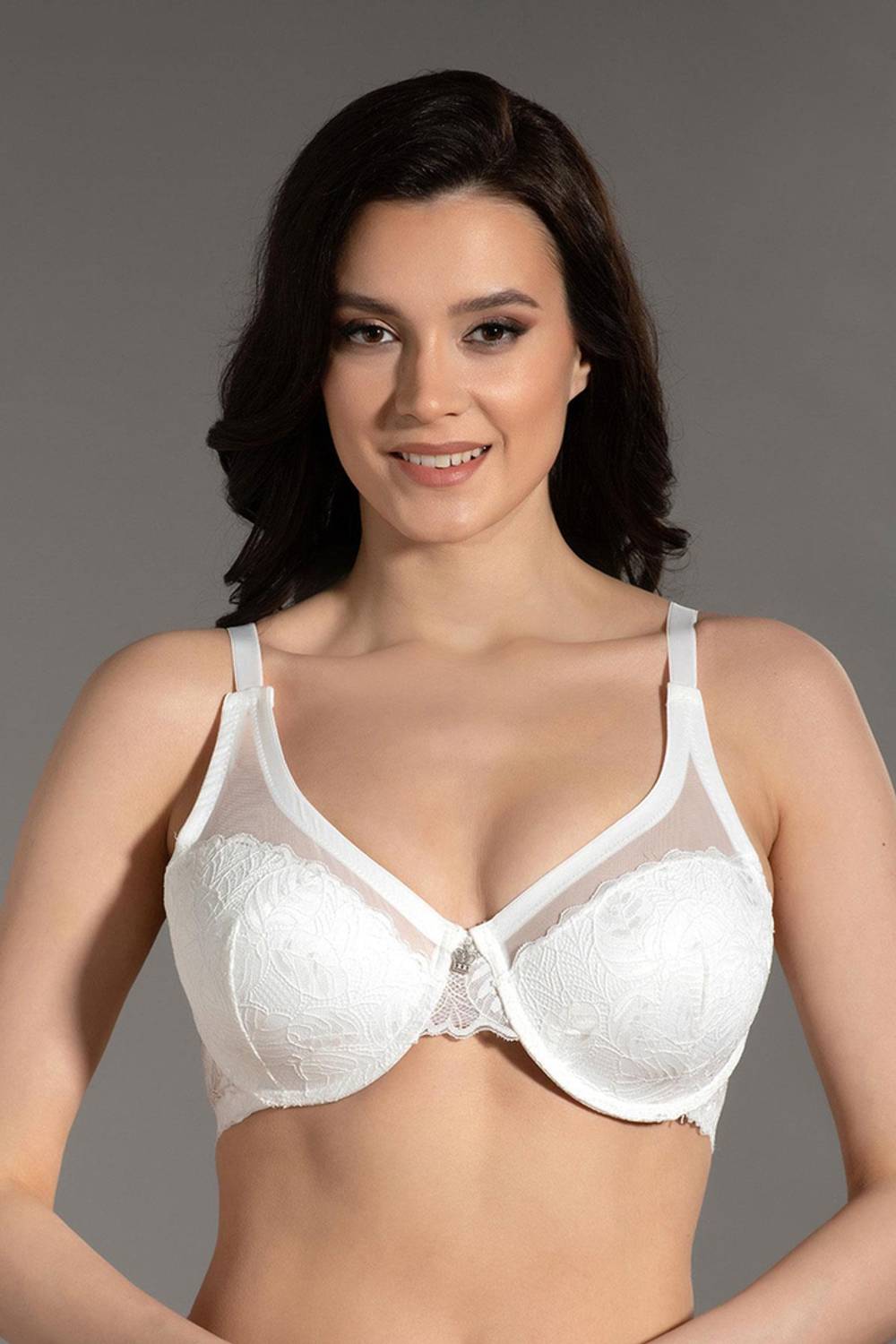 Кружевний бюстгалтер з тюлем, розмір C | New Bra 3020, 90% поліамід, 10% поліестер, безпечний для здоров'я, українське виробництво