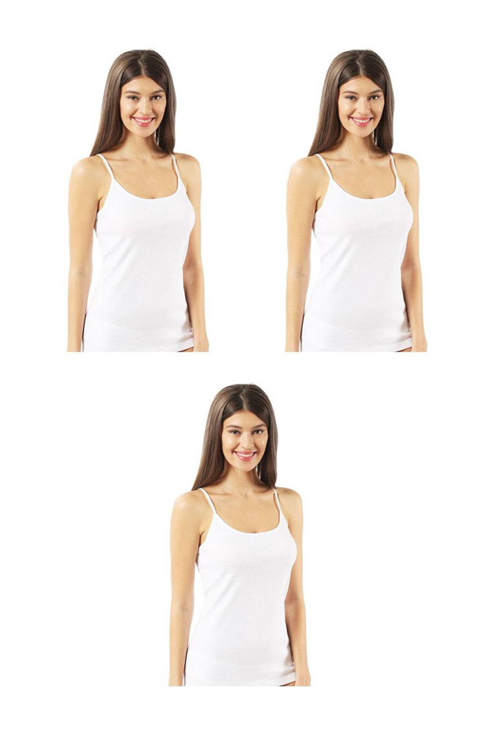 3-пакет жіночих бавовняних еластичних тонких топів з бретельками