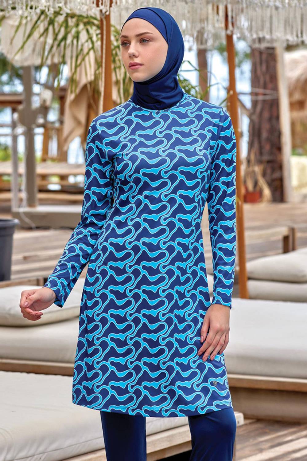 Женский купальник с шарфом из лайкры | 9026, 100% полиэстер, качественное производство, безопасные материалы, размер M