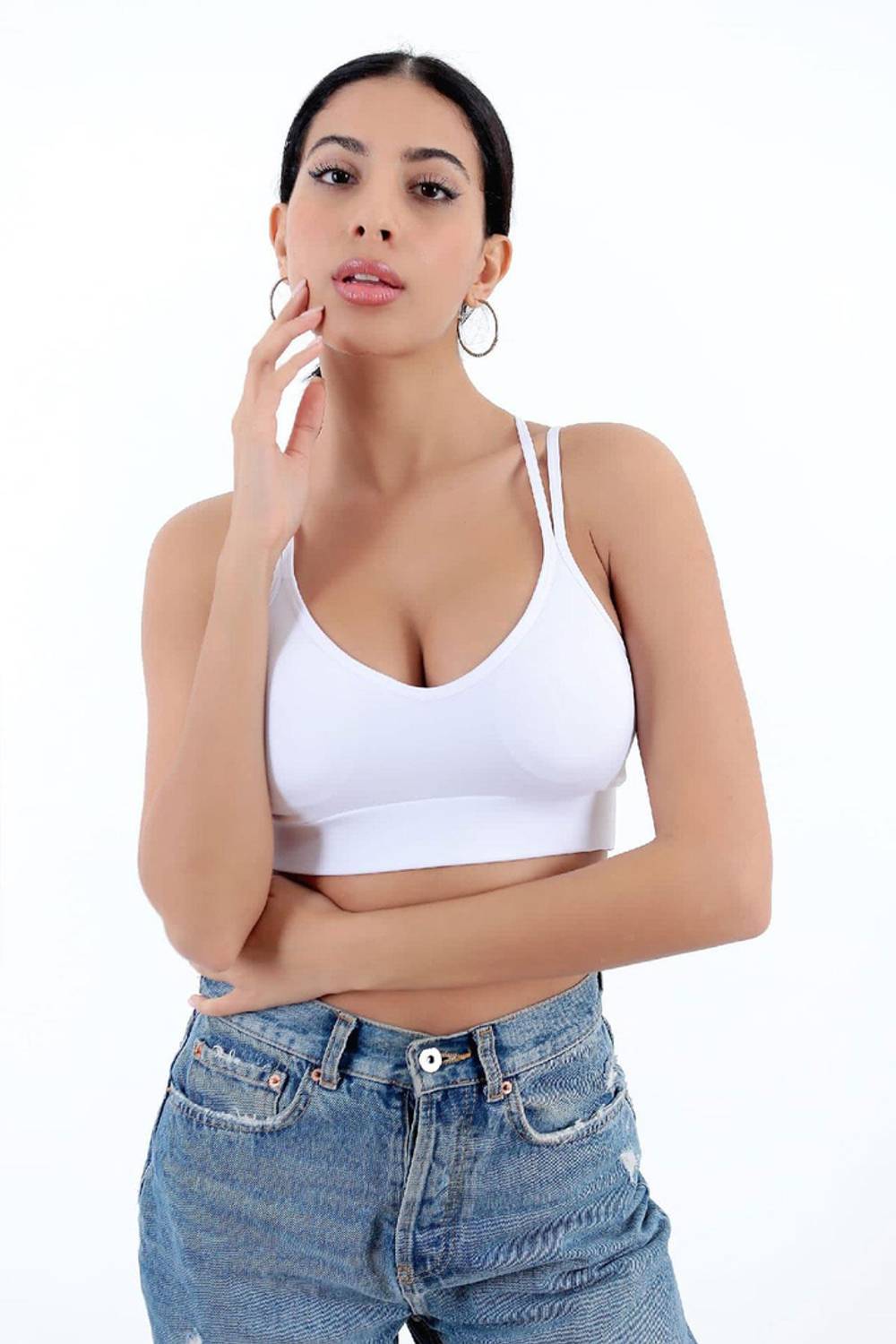 Спортивний бюстгальтер з відкритою спиною для жінок, м'яка і еластична тканина, без шкідливих матеріалів, розміри S/M, M-L, вироблено в Україні