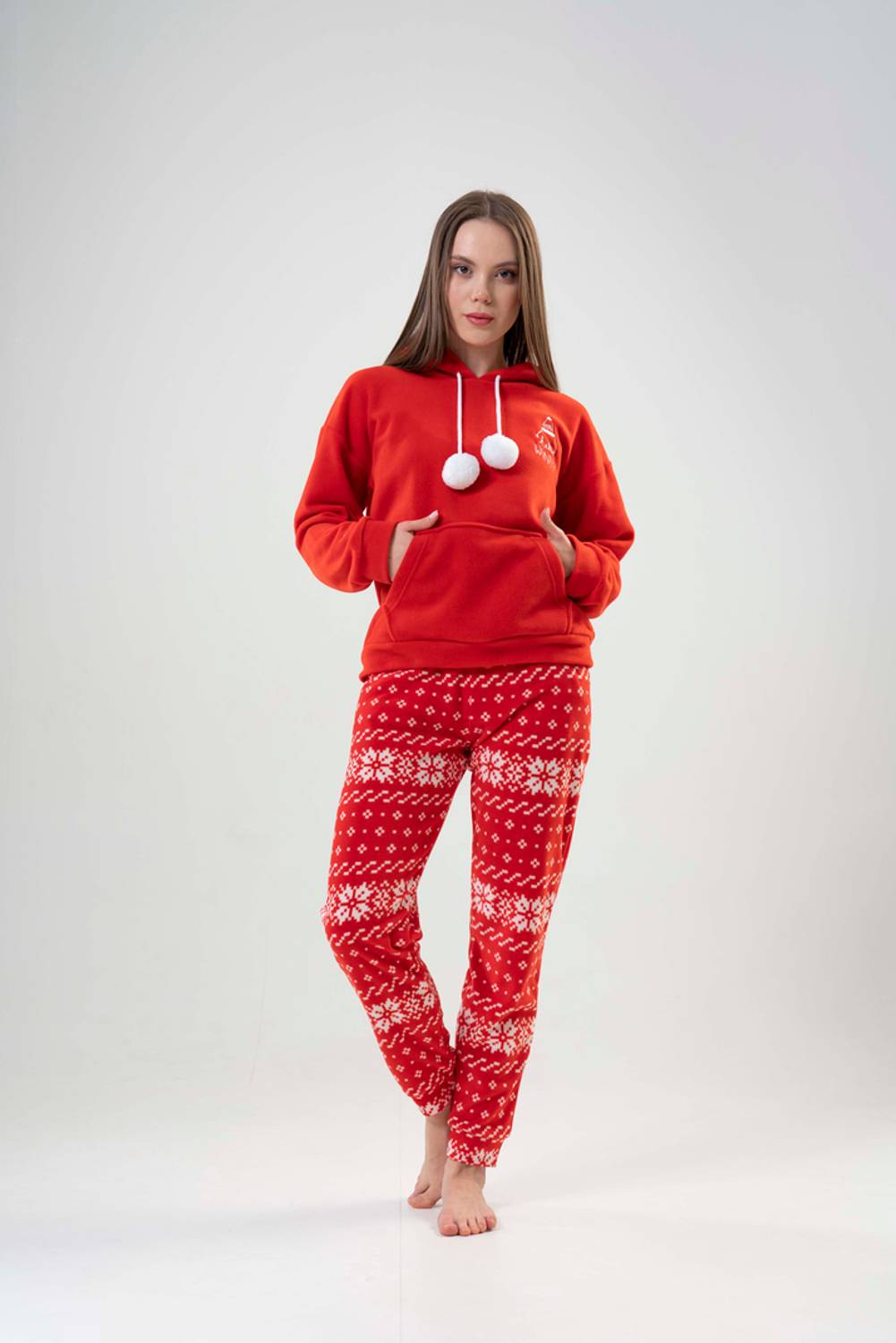 Жіночий комплект піжами з довгим рукавом Kompedan, 100% поліестер, безпечний для здоров'я, підходить для розмірів S, M, L