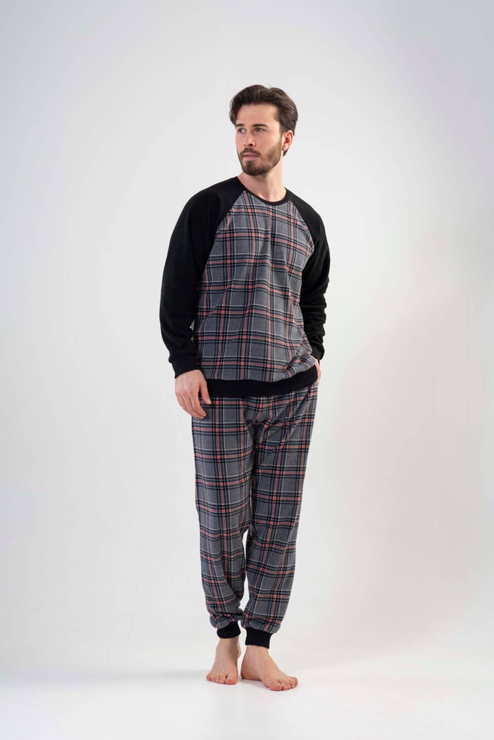 بدلة بيجامة رجالية من بولار ذات أكمام طويلة - كومبيدان AW22  مع شهادة %100 بوليستر وأصلية
