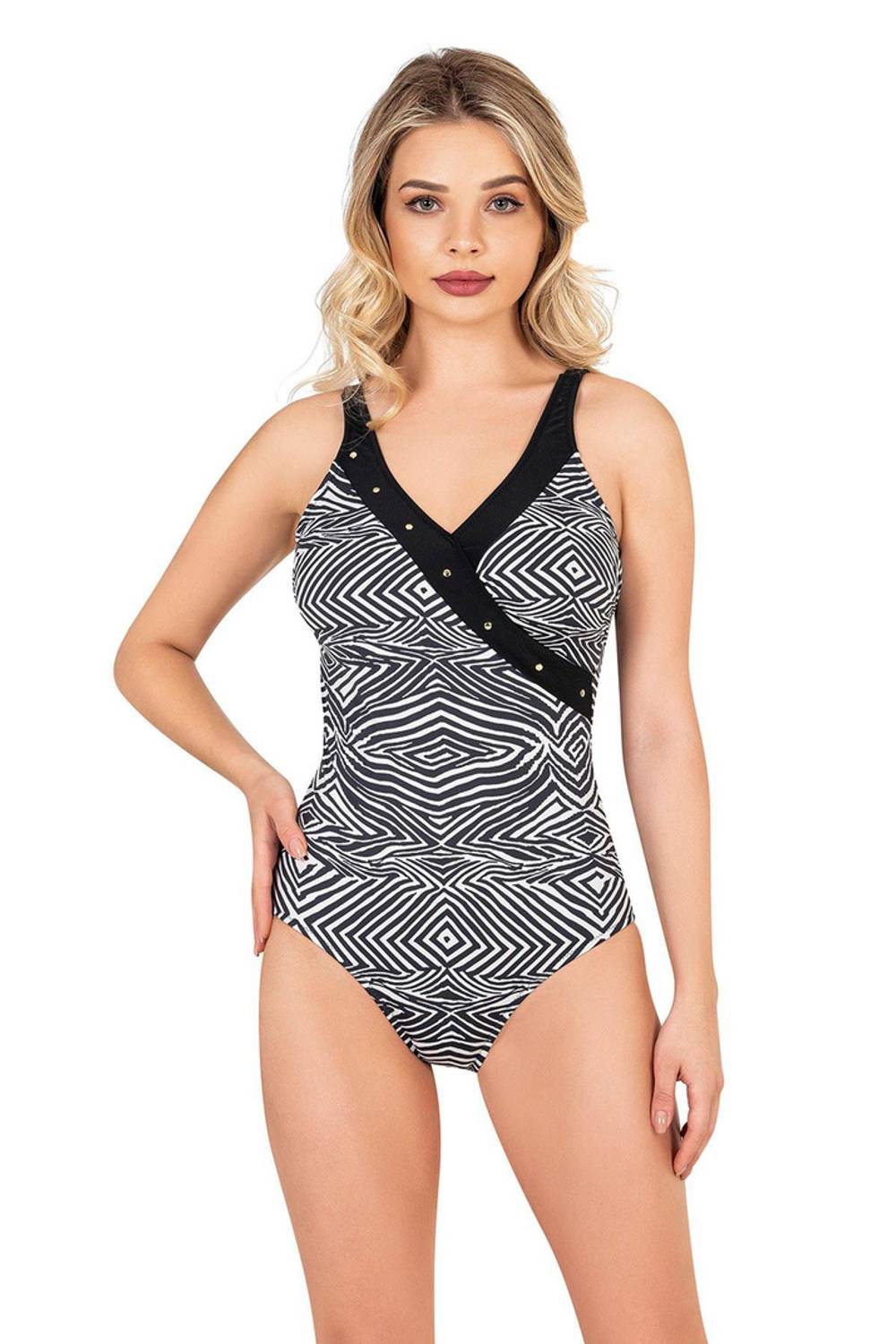 Купальник із чорним малюнком Asmaysan 22016 для жінок, розмір 38, безпечний для здоров'я, в оригінальній упаковці