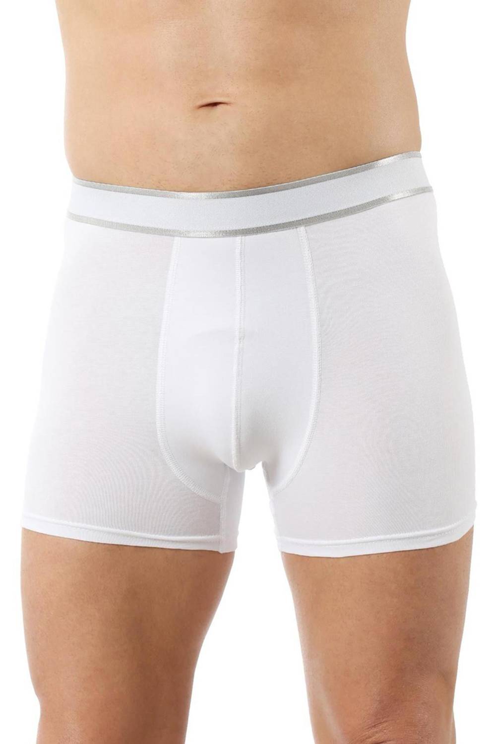 شورت بوكسر مريح ومرن من القطن والليكرا للرجال باللون الأبيض K11226
