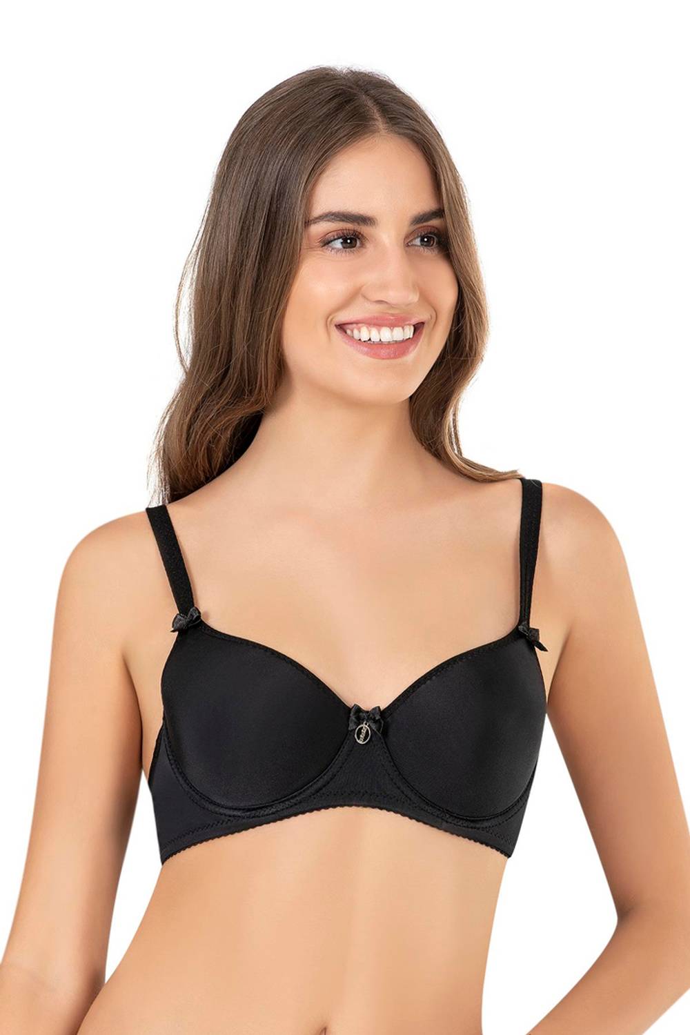 Женский бюстгальтер без поддержки черный 3532 из микрофибры - 90% нейлон, 10% лайкра, безопасные материалы, размеры 80-90