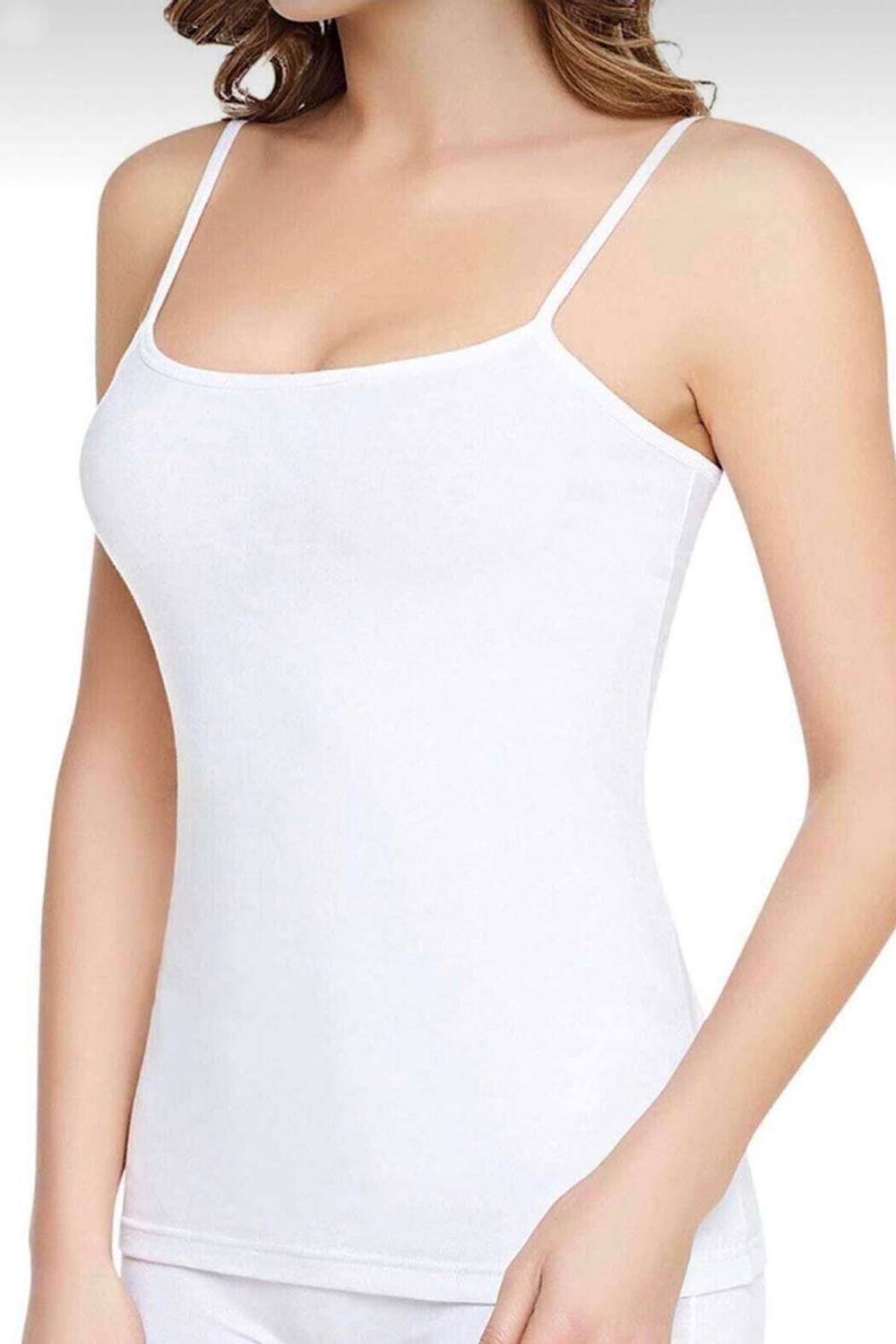 Атлетка жіноча біла на бретелях "Tutku 0135", 100% бавовна, розміри BATTAL, 6-XXXL, M, безпечна для здоров'я, оригінальна упаковка