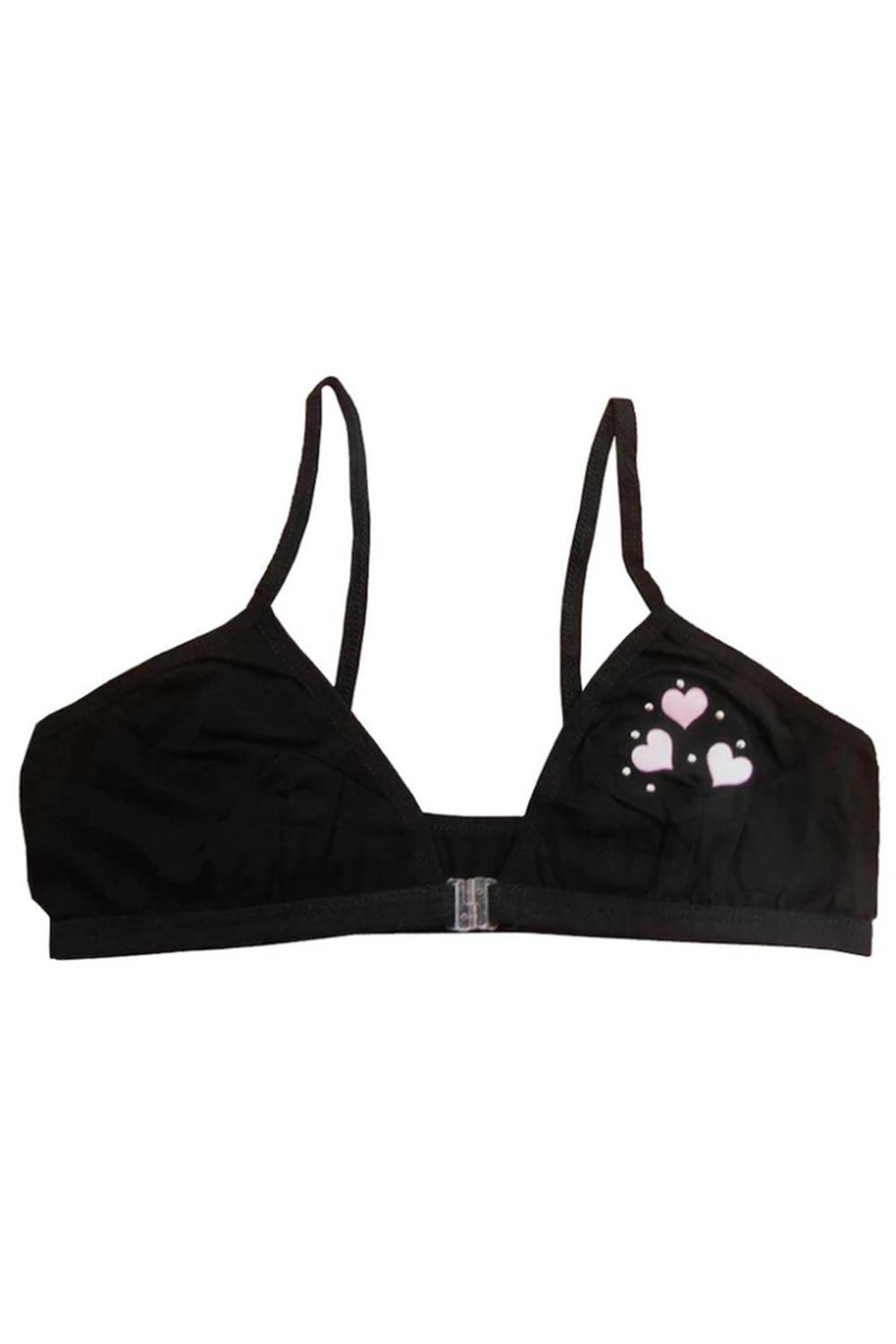 حمالة صدر تدريبية للأطفال البنات بصنوبر مرصعة | سوداء K0872 90% قطن 10% مطاط، منتج صحي وصنع محلي