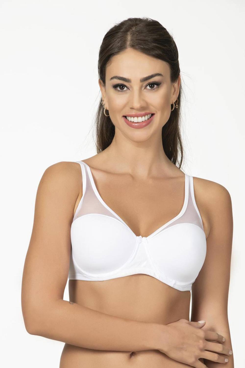 سوتيون مينيمايزر مريح بدون دعم بتفاصيل شبه شفافة | أبيض 704