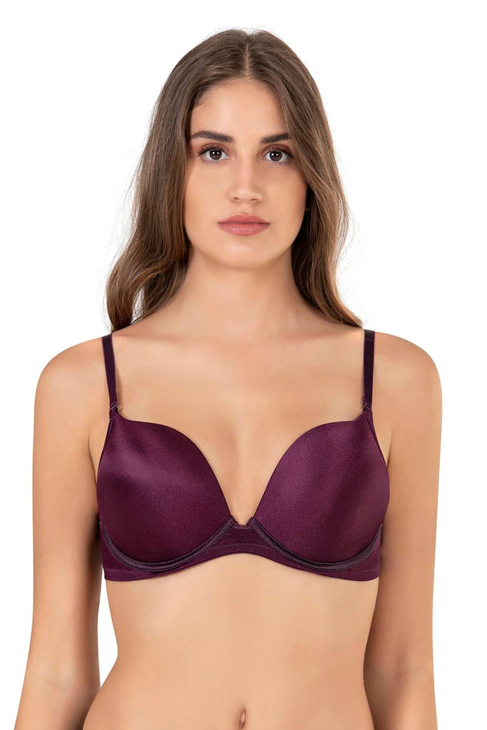 Женский бюстгальтер увеличивающий размер с двойной поддержкой и наполнителем, микроволокно, цвет: бордовый 7033