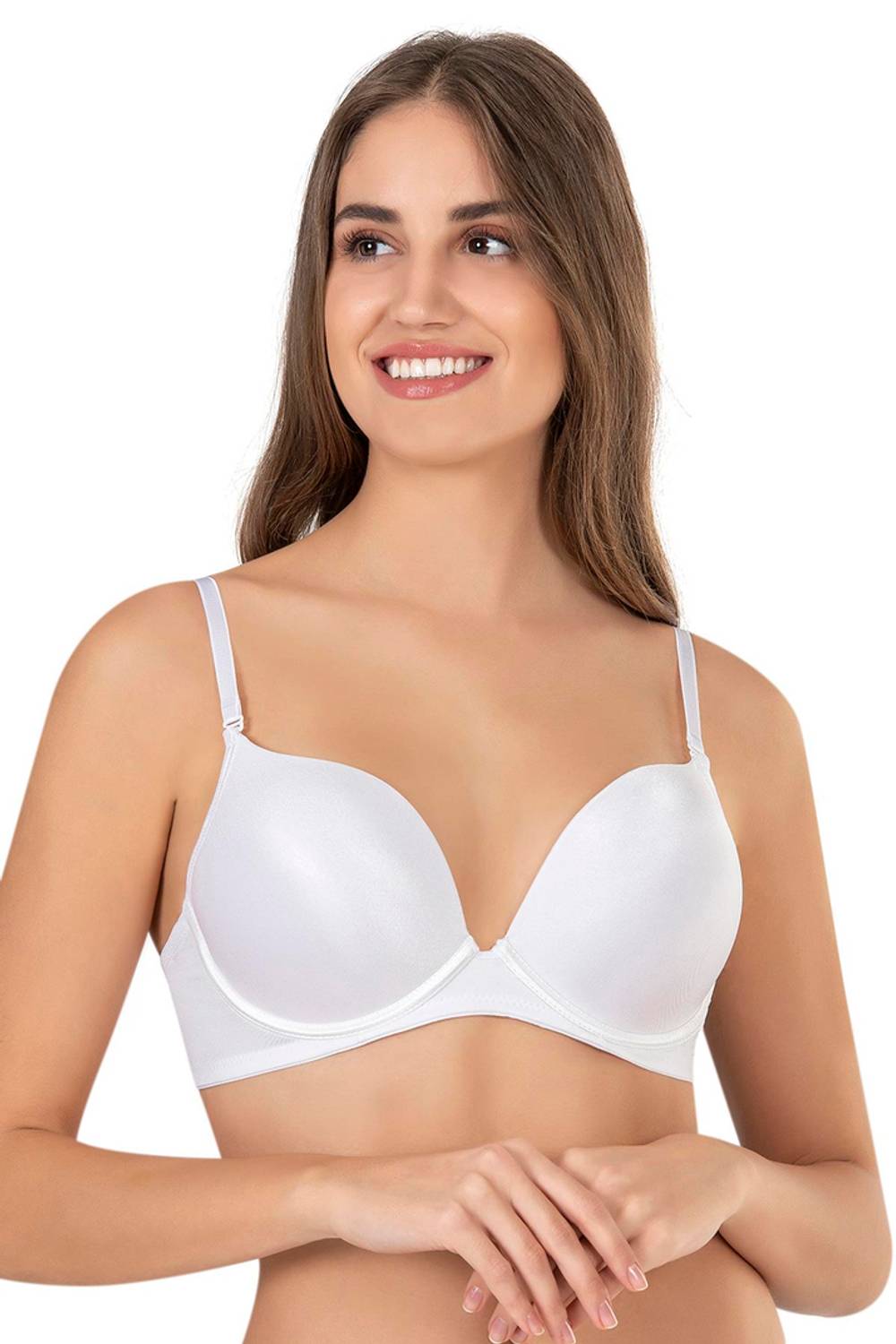 Білий бюстгальтер з підкладкою та подвійною підтримкою, що збільшує до 2 розмірів, мікроволокна Underwear
