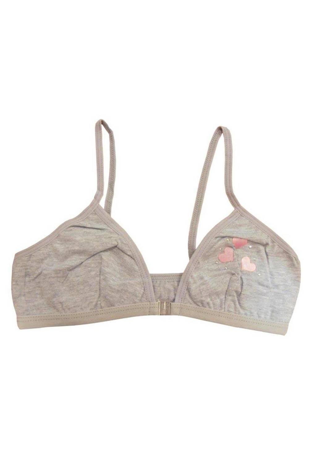 Лікровий бюстгальтер для дівчаток із камінням | Сірий меланж K0872, 90% бавовна, 10% еластан, безпечний для здоров'я, українське виробництво