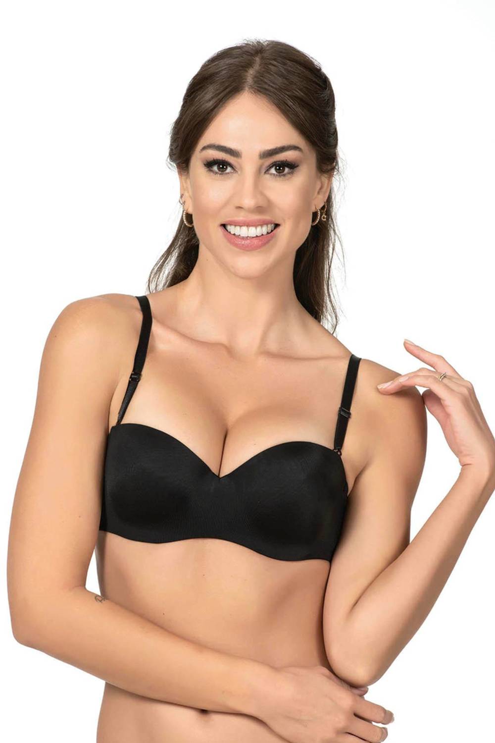 سوتيان بدون دعم أسود | بلڤو 1110، مريح ومرن، حمالات قابلة للتعديل، خالي من المواد الضارة، حجم 85B، 80B، 90B، 95