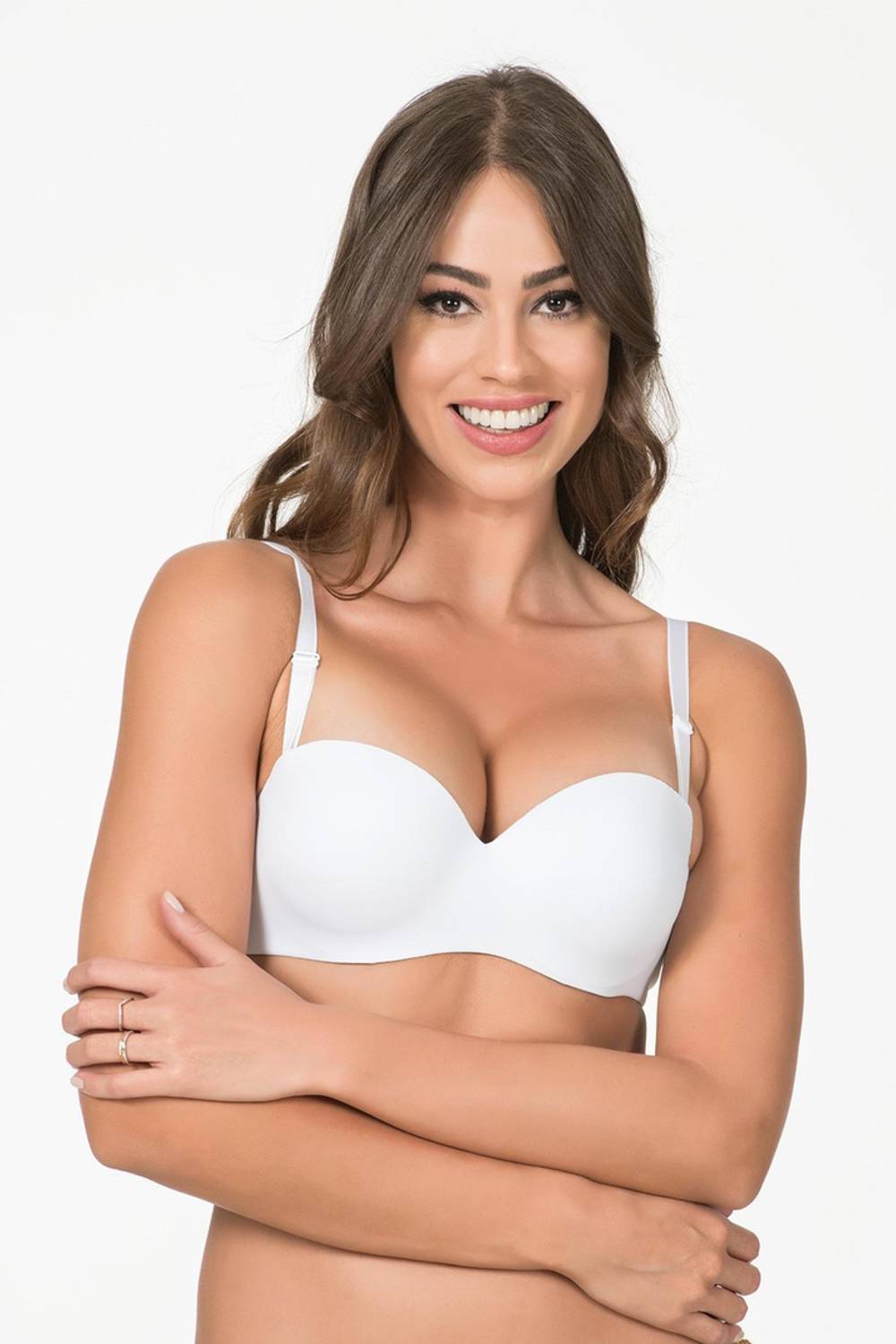 سوتيان بيلفيو بدون حمالات مع حشوة بيضاء - 1110P، مقاس 85B و90B، مصنوع من مواد صحية، مع حمالات قابلة للإزالة وأصالة عالية