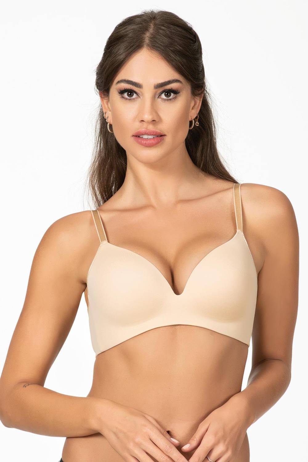 سوتيان مثلث بدون دعم بحبال مرنة بلون الجلد | بلڤو 1144  مقاسات 80، 85، 90، 95